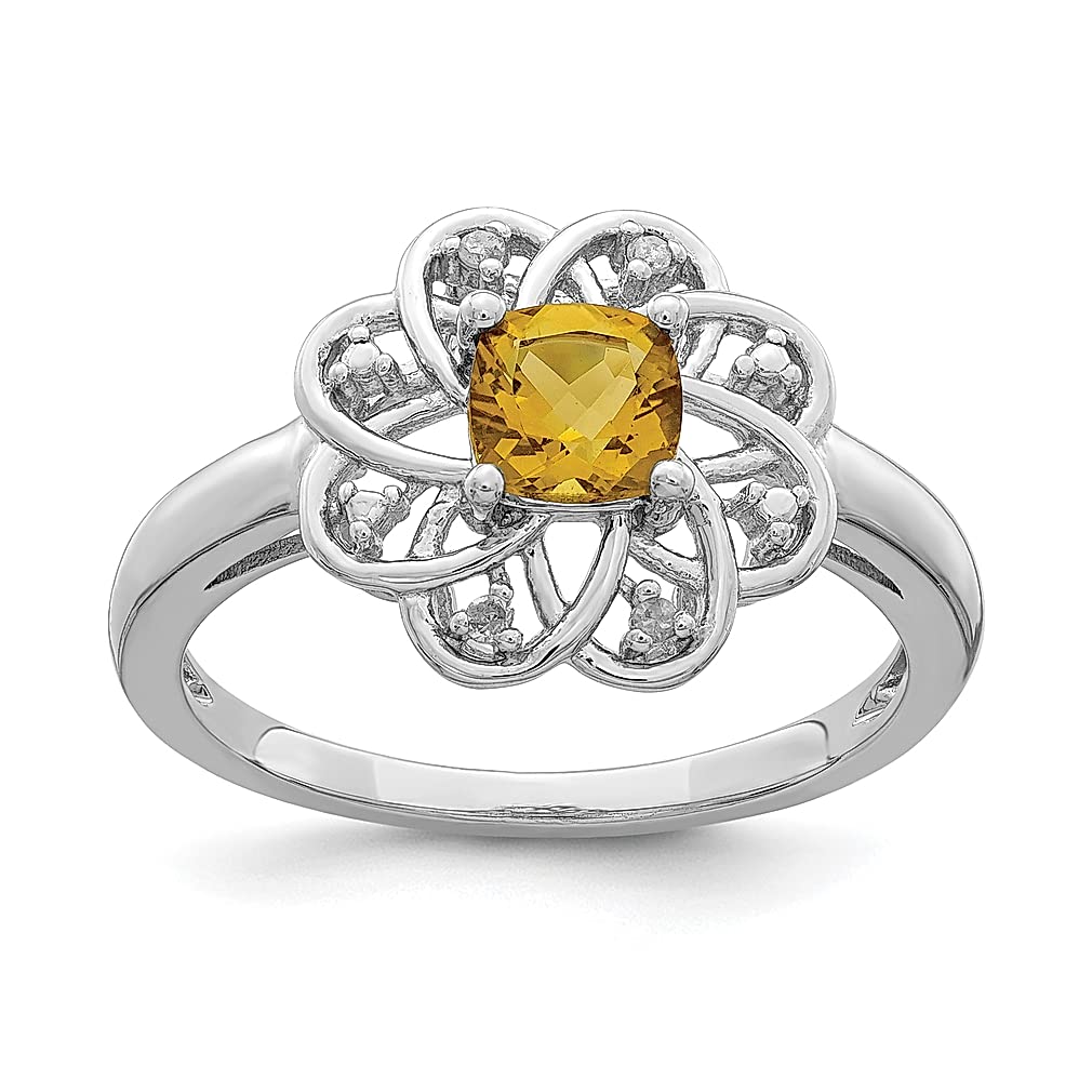 925 Sterling Silver Diamond Whiskey Quartz Ring - Elegant Gemstone Jewelry for Women | Perfect Gift for Her | Ideal for Parties, Weddings & Special Occasions