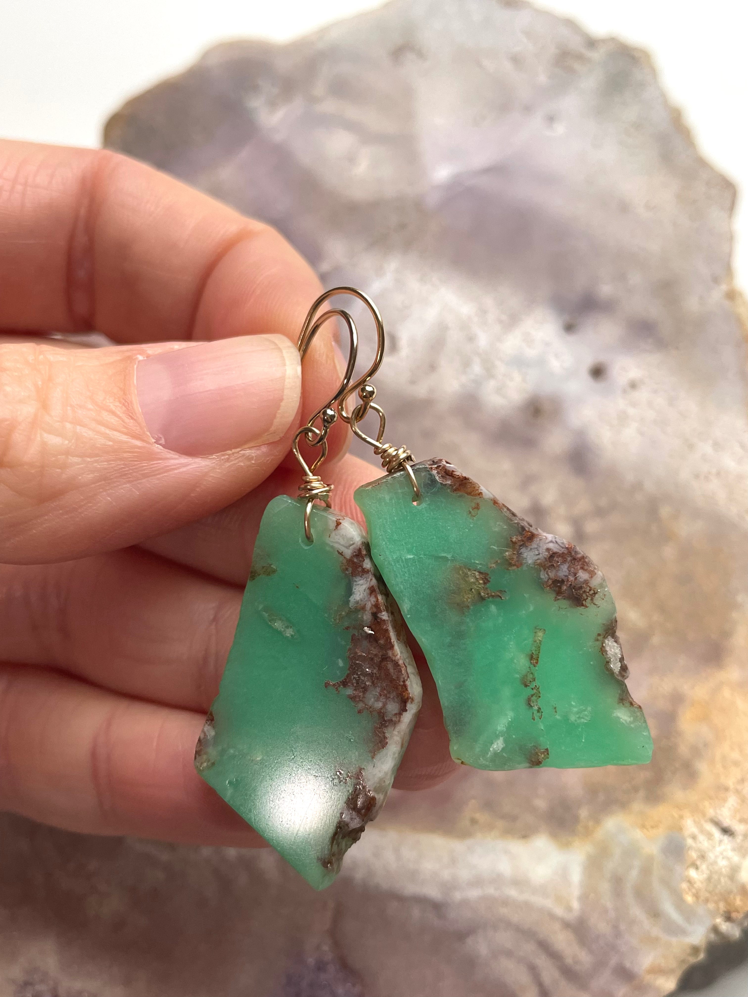 Stunning Chrysoprase Statement Earrings in 14K Gold Fill - Elegant Dangle Earrings for Women, Perfect for Weddings, Parties & Special Occasions