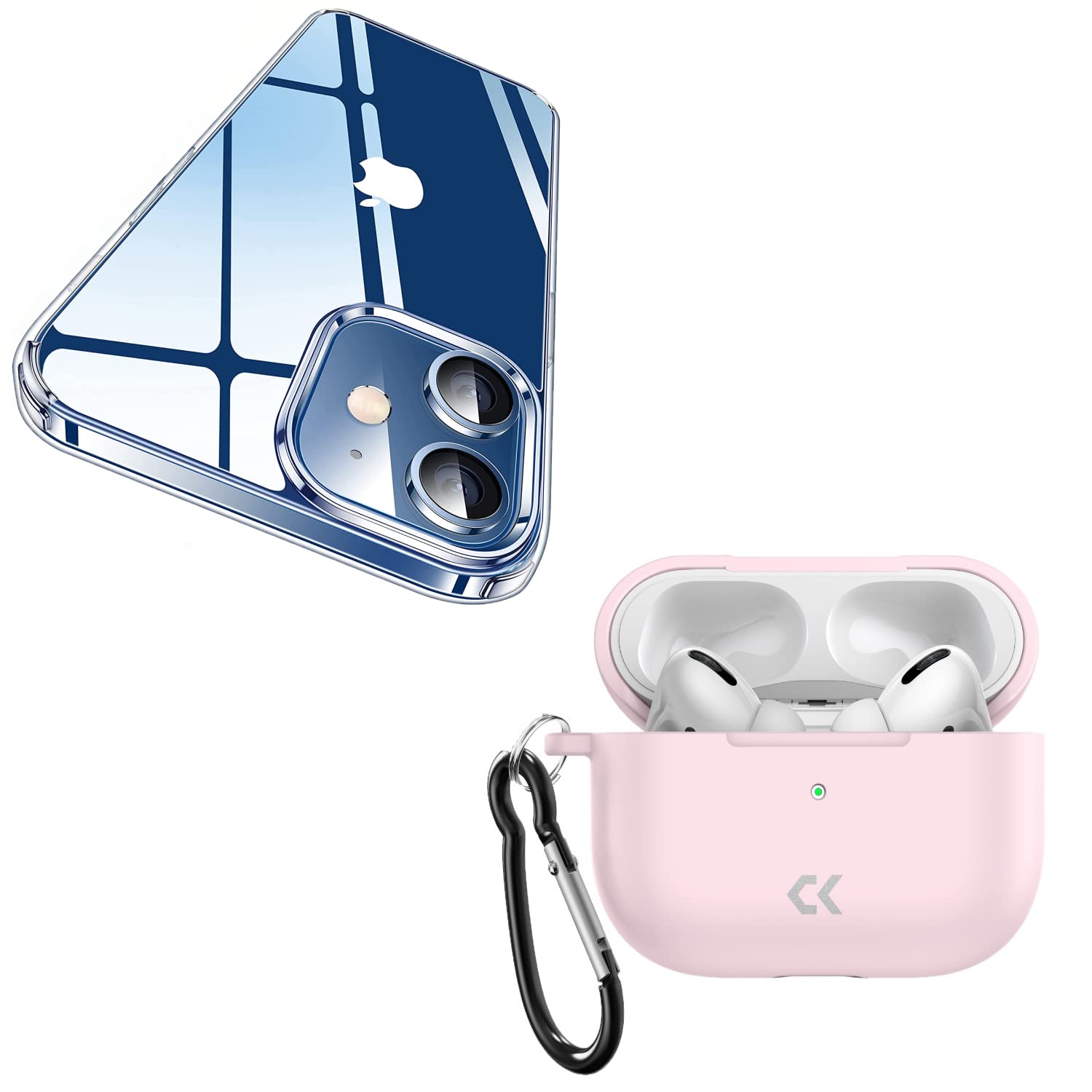 CASEKOO iPhone 12 Case & iPhone 12 Pro Case with AirPods Pro Case - Shockproof Protective Cover - Pink | Perfect for Daily Use, Travel & Gift Giving