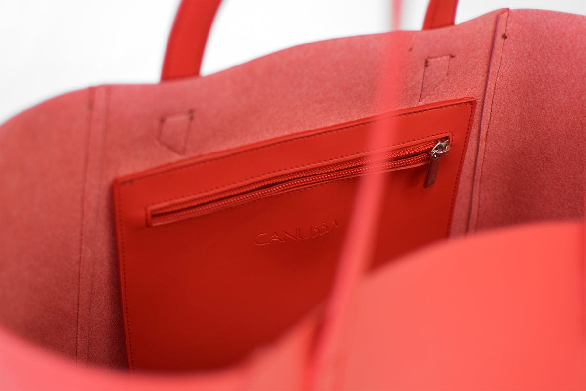 Totissimo Foldable Vegan Leather Tote Bag for Women - Stylish Cherry Red Handbag for Work, Travel & Shopping | Eco-Friendly & Lightweight