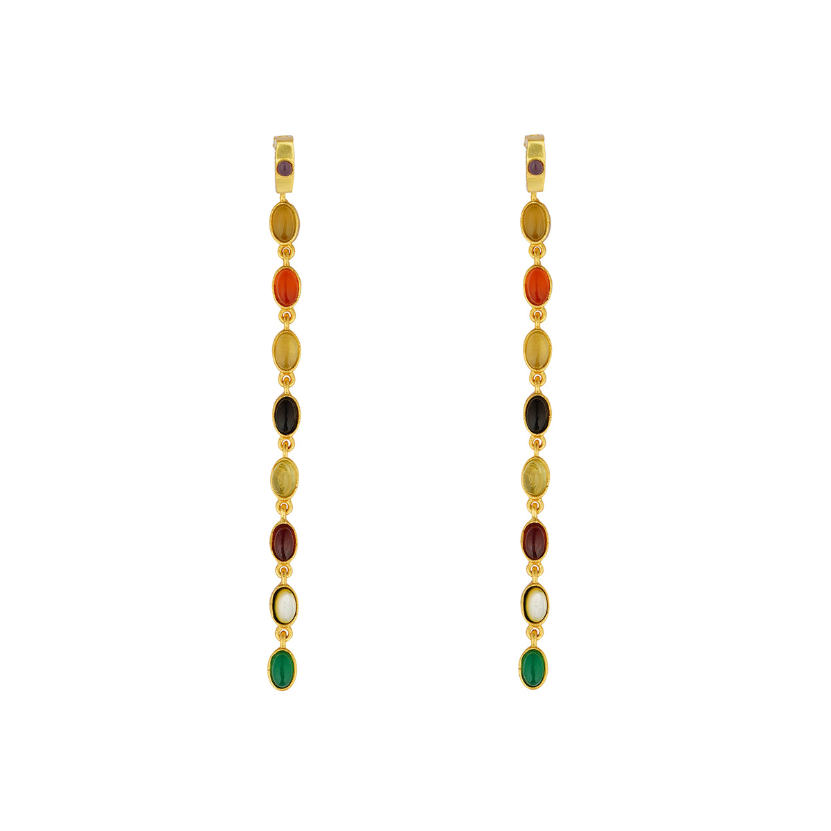 Power Chain Navratan Earrings – Exquisite Indian Jewelry for Women | Perfect for Weddings, Parties & Festive Occasions