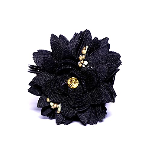 Elegant Black Fabric Hair Claw Clips with Golden Stone for Women & Girls - 1 Pack | Perfect for Parties, Weddings & Everyday Hairstyling