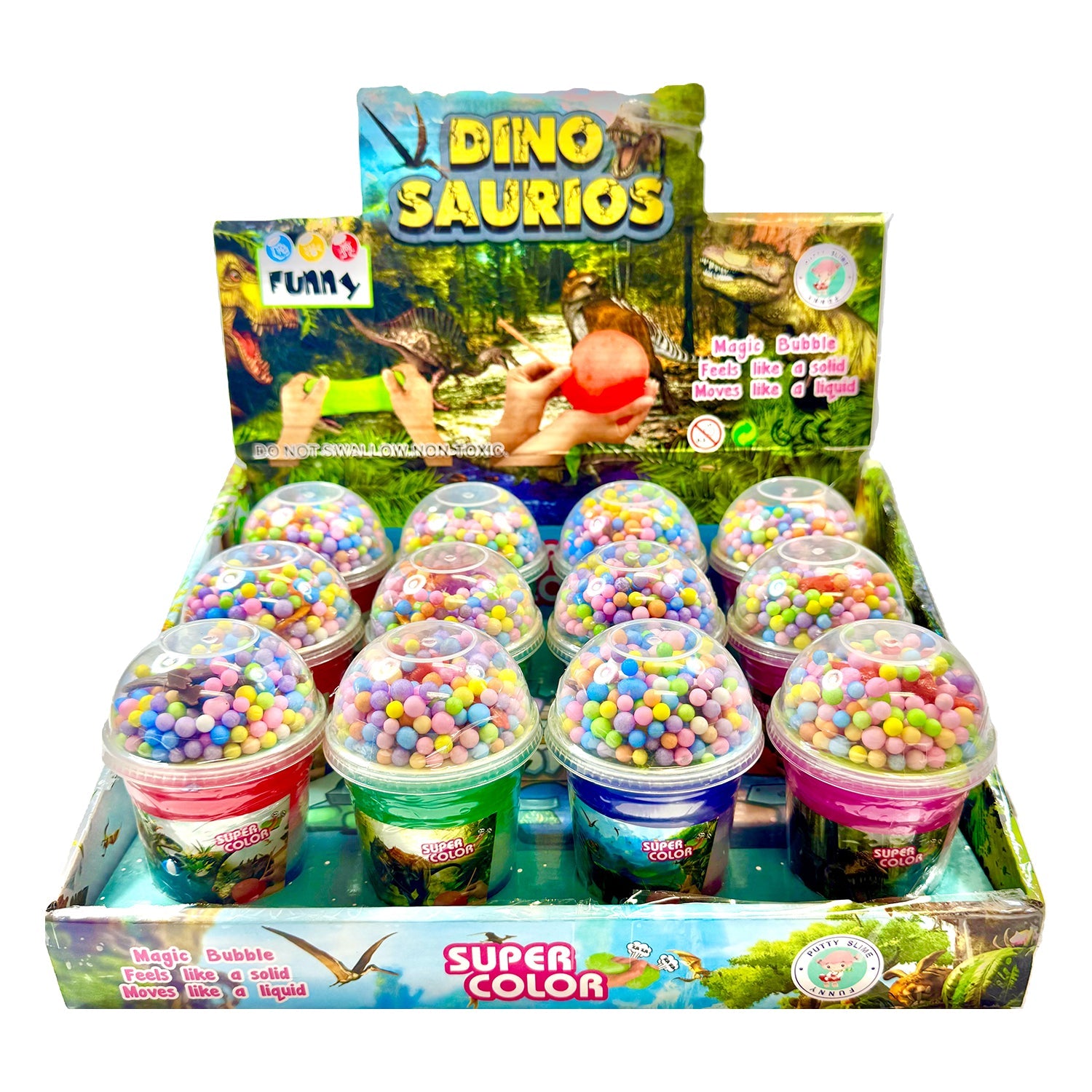 Dinosaur Magic Slime - 12 Pack, Non-Toxic Sensory Play for Kids | Perfect for Birthday Party Favors, Classroom Rewards & Stress Relief