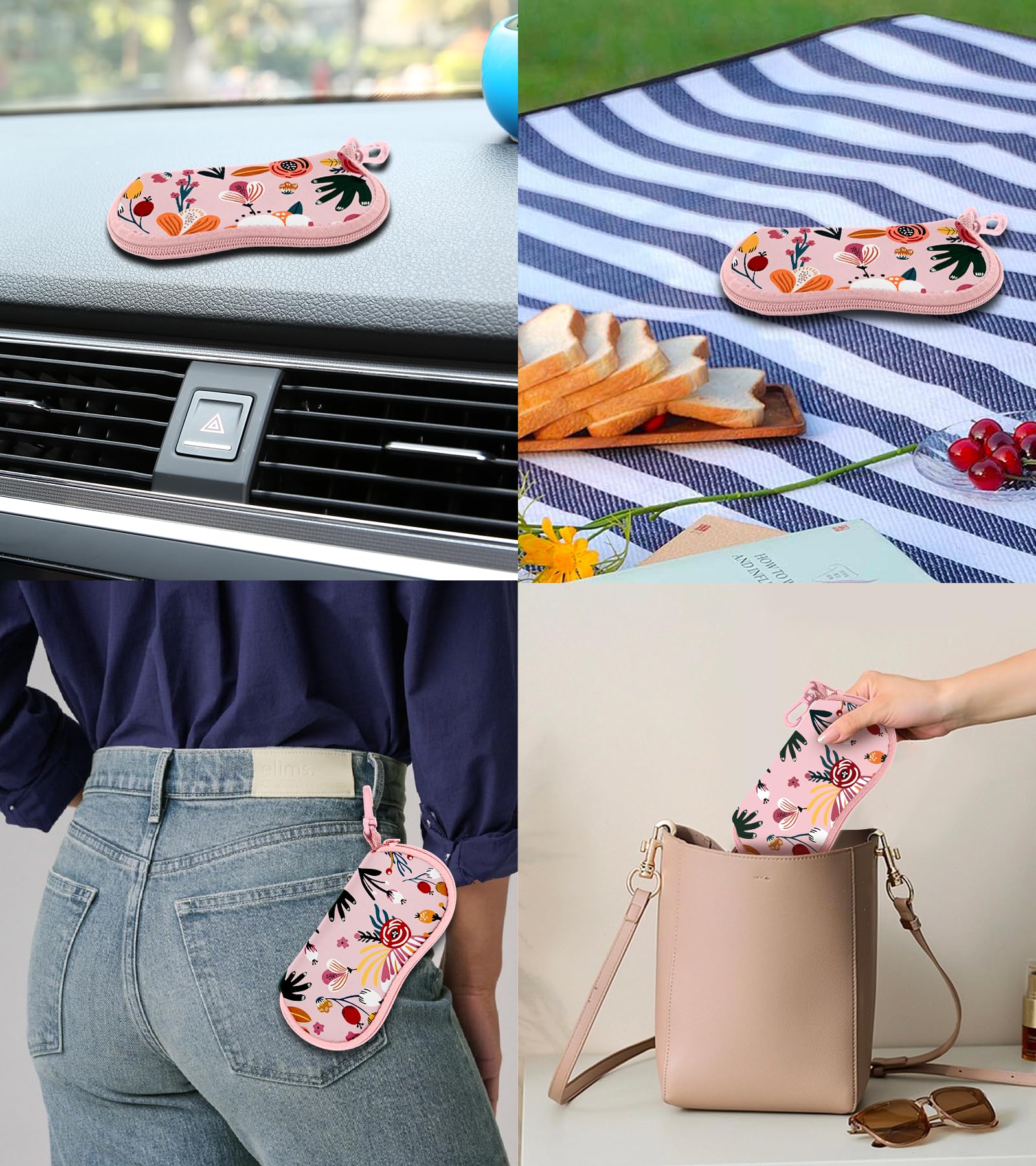 Cute Kawaii Sunglasses Case for Women & Girls - Soft Eyeglass Pouch for Travel & Daily Use
