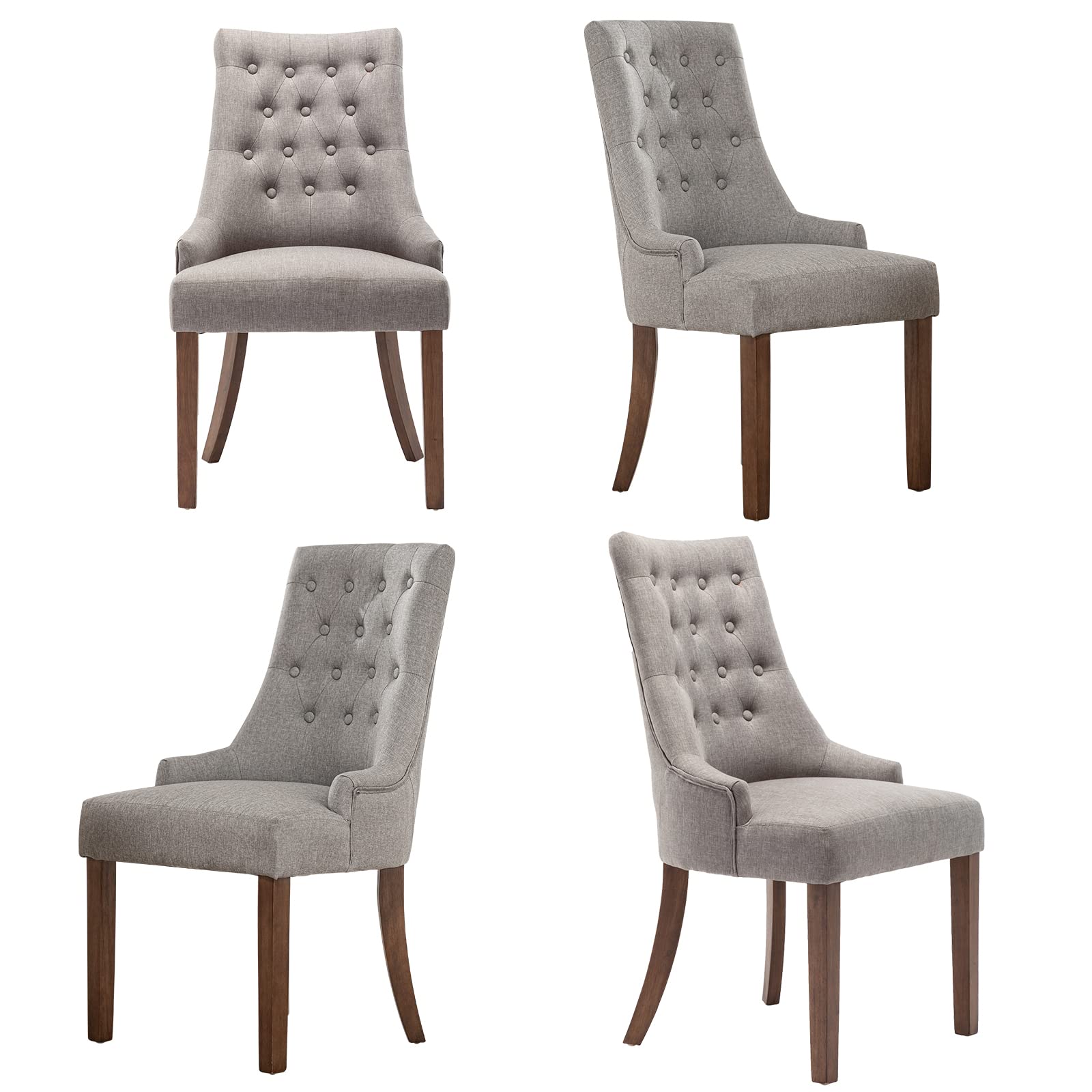 COLAMY 4-Piece Wingback Upholstered Dining Chair Set - Tufted Fabric Side Chairs for Dining Room, Living Room & Kitchen - Light Grey Home Decor | Perfect for Formal Dining, Breakfast Nook & Cozy Seating Areas