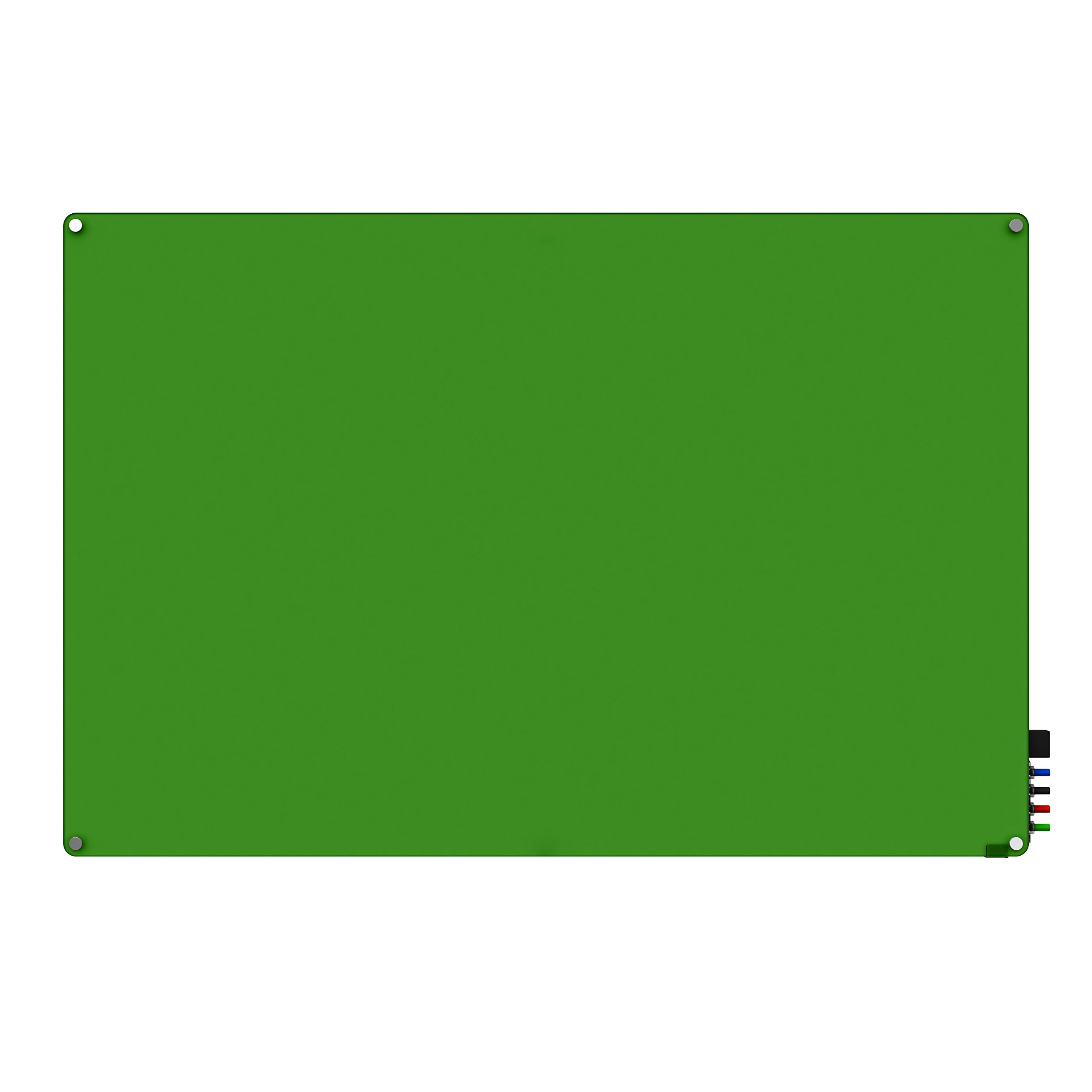 Ghent 2' x 3' Harmony Glass Whiteboard with Radius Corners - Green Surface - Includes 4 Dry Erase Markers & Eraser - Perfect for Office, Classroom or Home Use (HMYRN23GN)