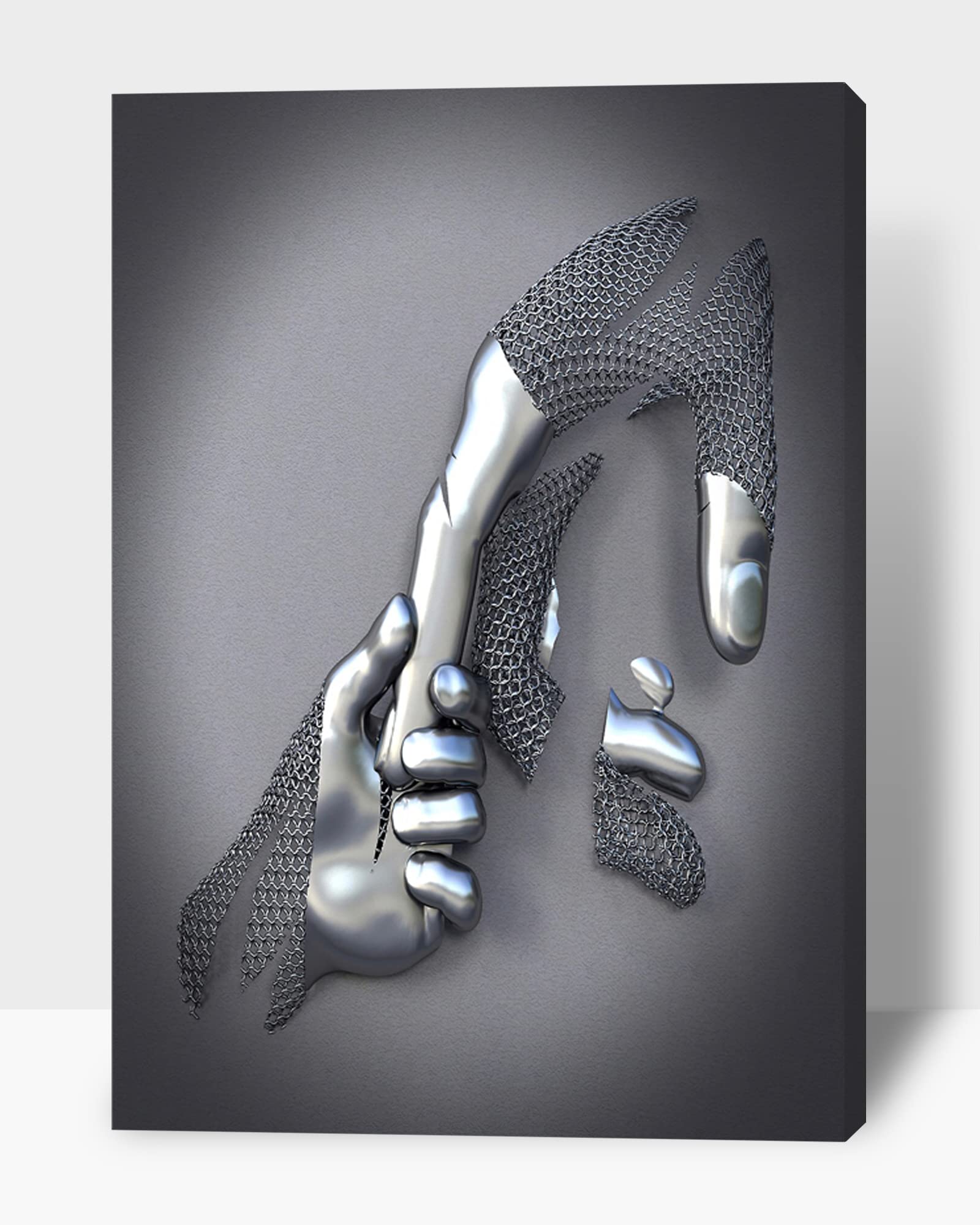 3D Metal Effect Canvas Wall Art - Modern Silver Framed Wall Decor for Living Room & Bedroom - Mother's Day Gift for Mom - 32x48 Inches - Perfect for Home, Office & Nursery Décor