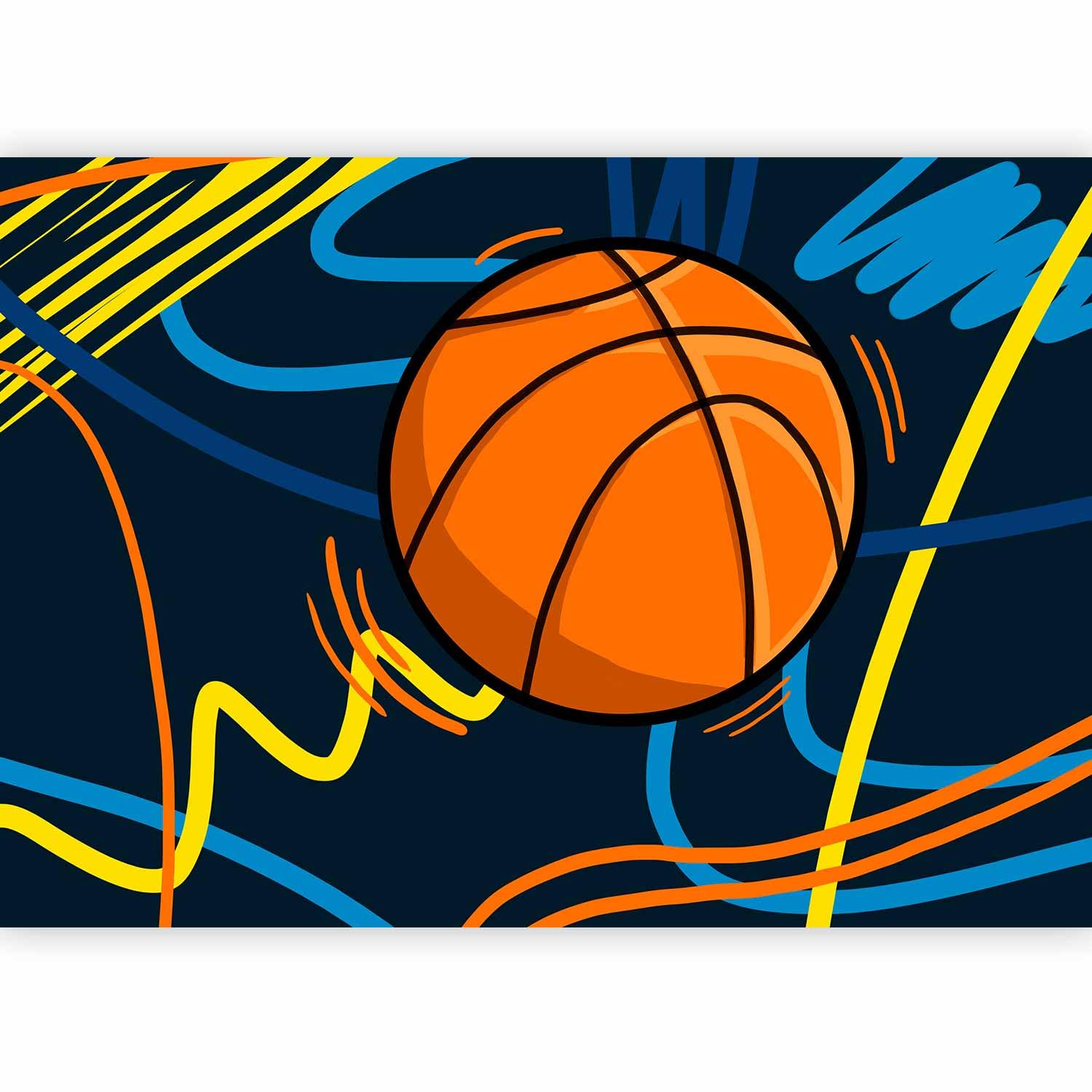 Artgeist Basketball Wall Mural 116x83 Inch - Peel & Stick Self-Adhesive Removable Wallpaper, Large Wall Sticker Decor for Sports Room, Game Room, or Man Cave - Print Design Mural i-A-10010-a-a