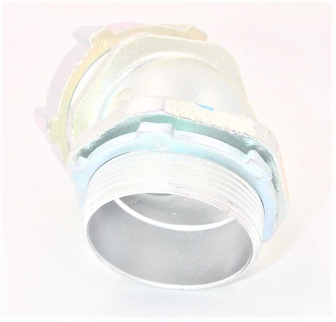 2 Inch Malleable Iron Angled Threaded Liquidtight Connector - Heavy Duty Electrical Conduit Fitting for Outdoor, Industrial, and Hazardous Locations