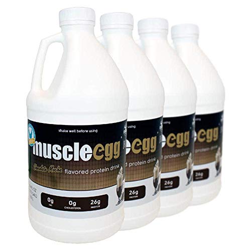 Cage-Free Chocolate Mocha MuscleEgg Liquid Egg Whites - 4 Half-Gallons (64oz Total) | High Protein Breakfast & Baking Ingredient for Smoothies, Pancakes, and Protein Shakes