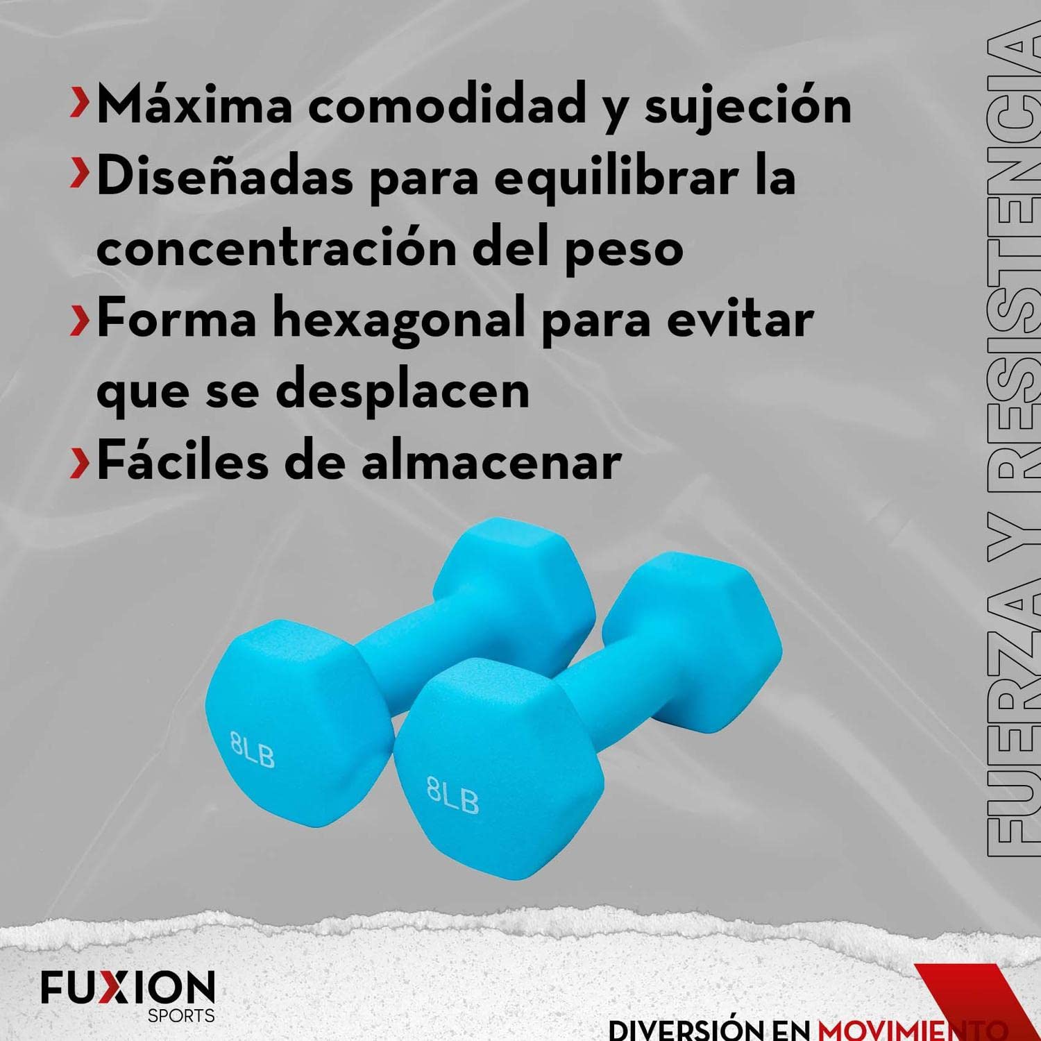FUXION Neoprene Dumbbell Hand Weights - Set of 2 Hexagon Non-Slip Exercise Weights for Home Gym, Yoga, Pilates & Strength Training - Perfect for Toning, Cardio & Full Body Workouts