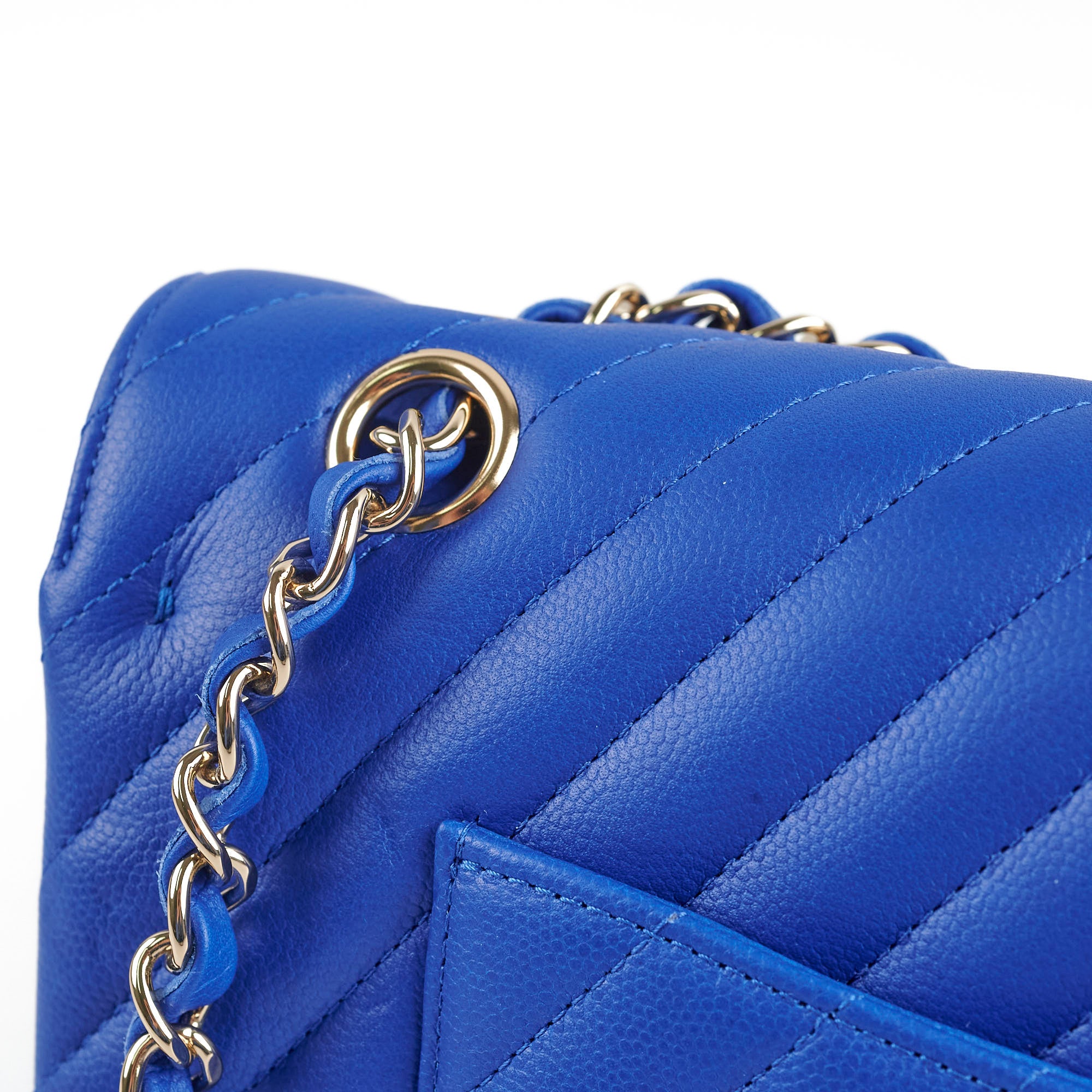 Chanel Medium/Large Caviar Chevron Classic Cobalt Blue Handbag 2021 - Luxury Designer Shoulder Bag for Women, Perfect for Parties, Weddings & Special Occasions