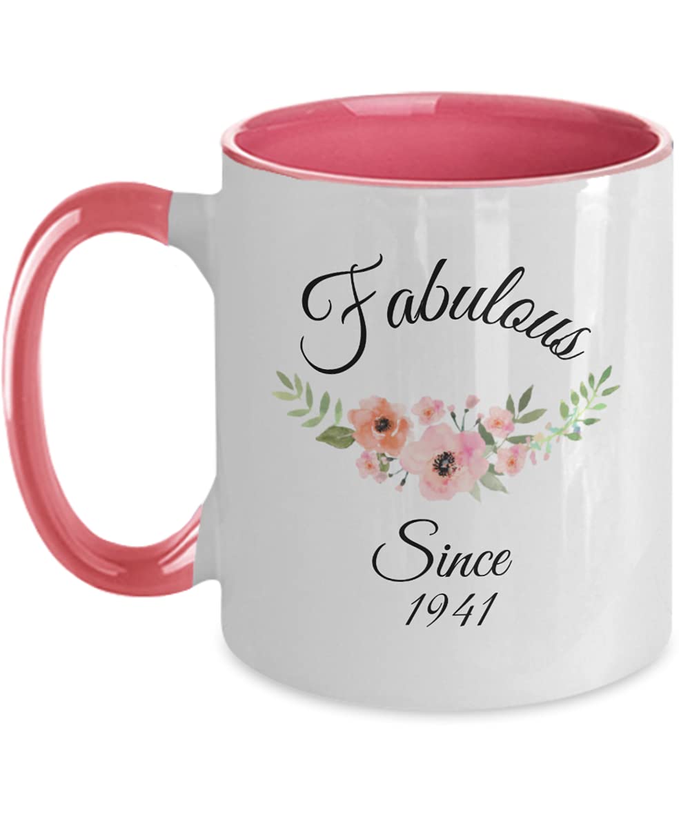 Best 80th Birthday Gifts for Women - Vintage 1941 Inspired Two-Tone Coffee Tea Mug for Mom & Grandma - Perfect for Birthday Celebrations & Morning Tea Time