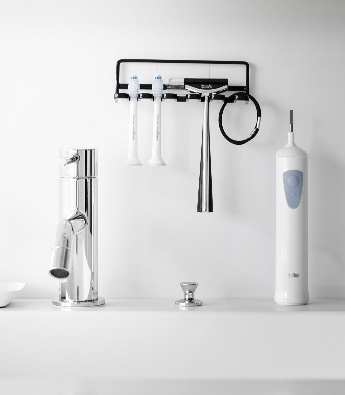 Stainless Steel Traceless Adhesive Toothbrush Holder - Space Saving Bathroom Organizer for Wall Mounting