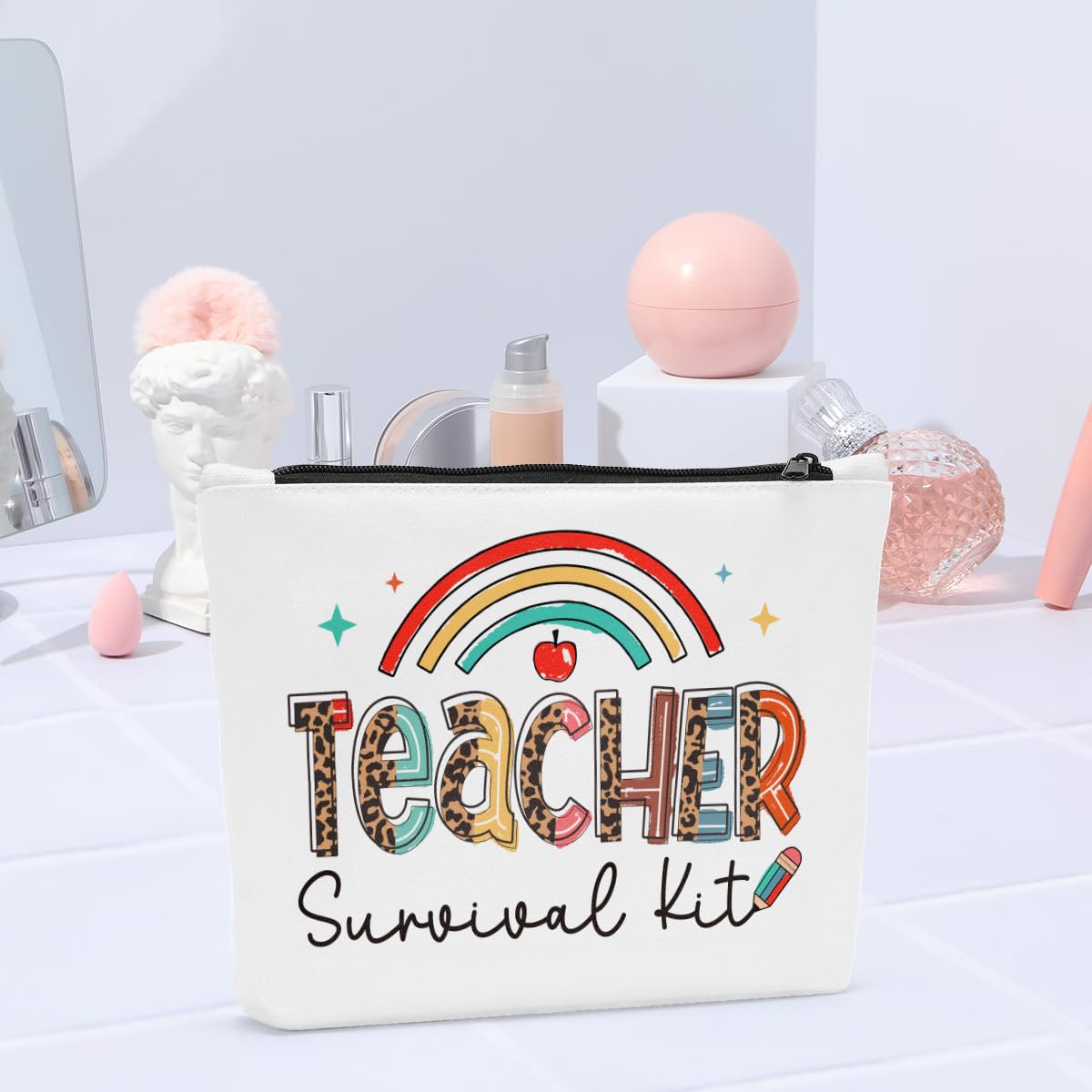**Best Teacher Gifts for Women - Cute Makeup Bag (10x7.5x2 inches) - Perfect Teacher Appreciation, Birthday & Thank You Gift - Ideal for School, Classroom & Everyday Use**