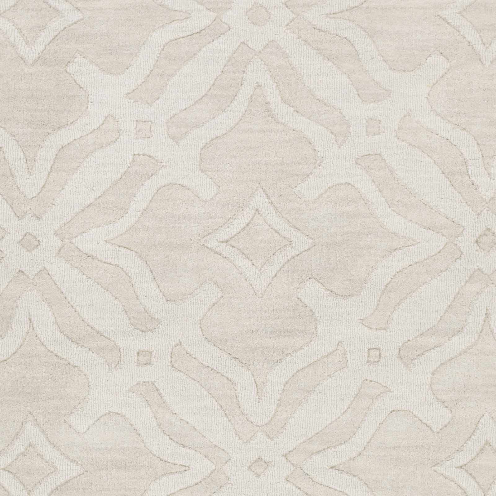 Premium Hauteloom Fyffe Wool Area Rug 6' x 9' - Soft Beige Solid & Border Design for Living Room & Bedroom - Cozy Home Decor for Family Gatherings & Relaxation