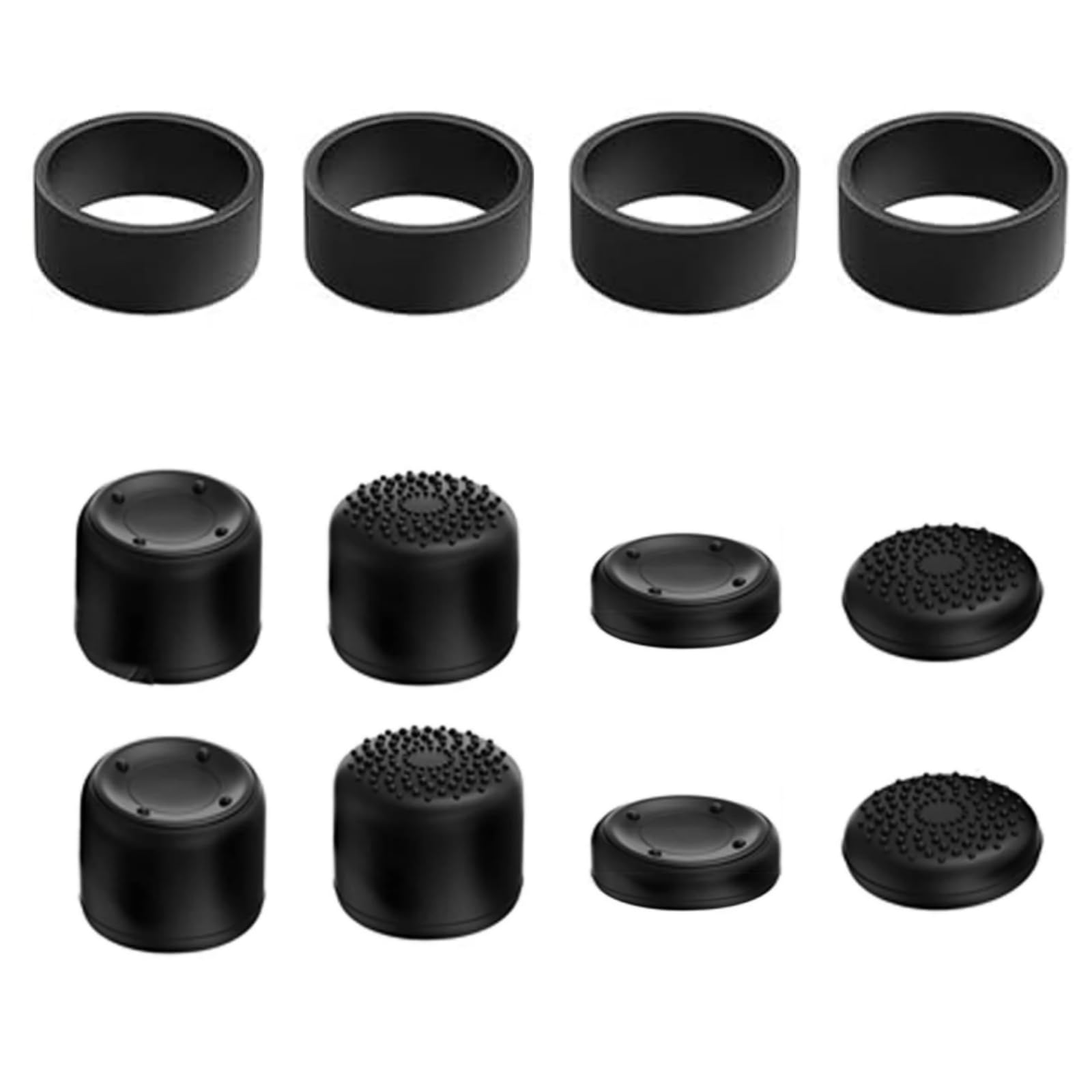 Lenovo Legion Go 2 & ROG Ally X & PS5 Portal Thumb Grips - Analog Stick Caps with Joystick Protector Rings (Midnight Black/Black) - Enhance Grip for Gaming Controllers - Perfect for FPS, Racing & Action Games