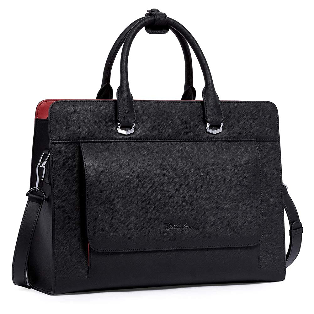 BOSTANTEN Genuine Leather Briefcase for Women - 15.6 Inch Laptop Bag, Professional Business Messenger Shoulder Bag for Work, Office & Travel - Stylish & Durable Work Tote for Professionals