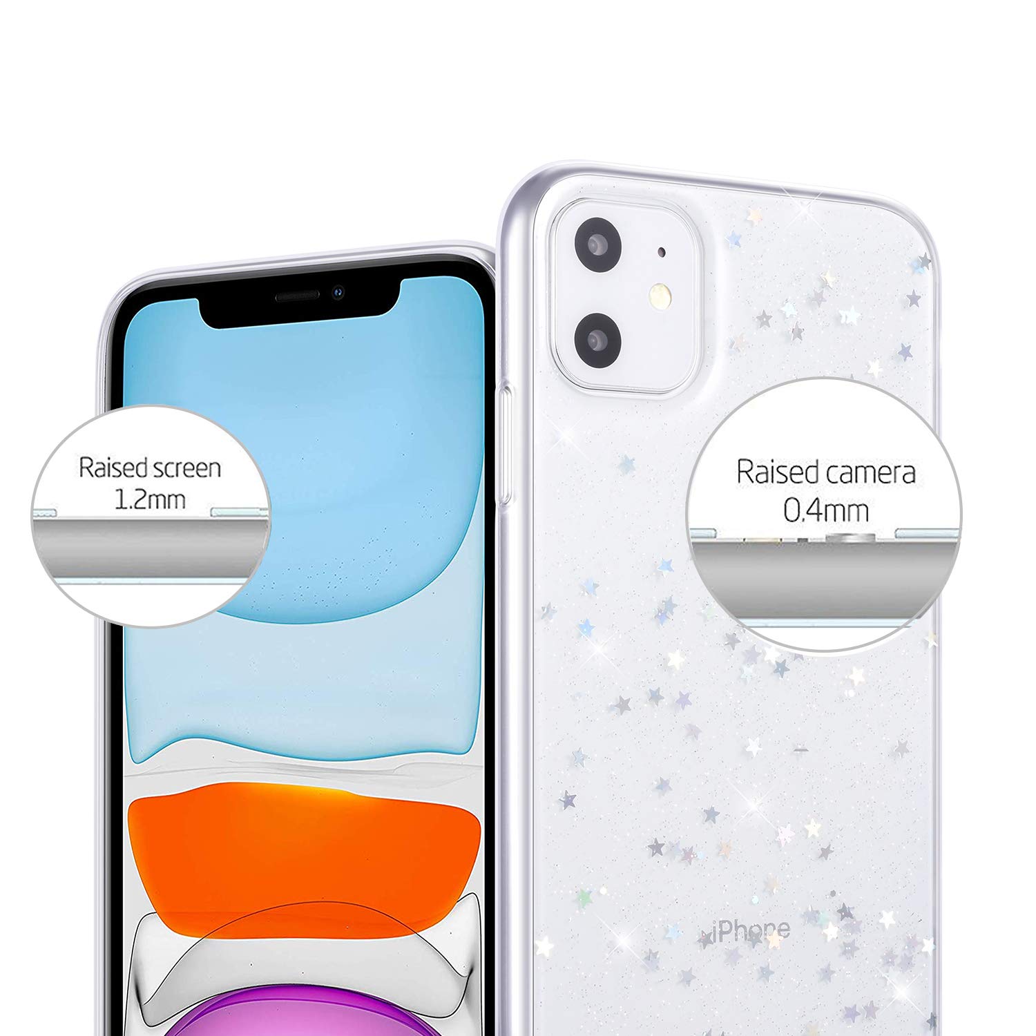 QLTYPRI Spark Glitter iPhone 12 Pro Max Case (6.7 inch) - Cute Shining Bling Star Design, Ultra Slim Shockproof Transparent Soft TPU Protective Cover - Perfect for Everyday Use, Parties, and Gift Giving