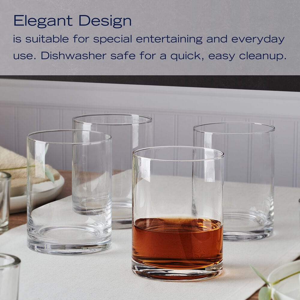 Premium Lana Set of 4 Double Old Fashioned Whiskey Glasses - Heavy Base Crystal Clear Drinking Glasses for Bourbon, Scotch & Cocktails - Perfect for Home Bars, Gifts & Entertaining