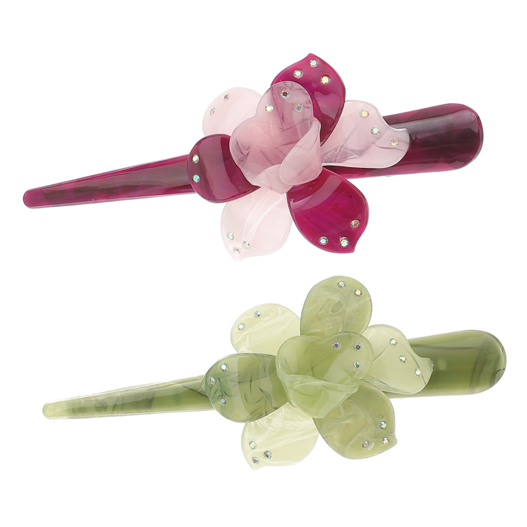 KALLORY 2pcs Daisy Hair Clips - French Style Plastic Flower Hair Barrettes for Women, Girls | Floral Hair Accessories for Weddings, Parties & Everyday Wear