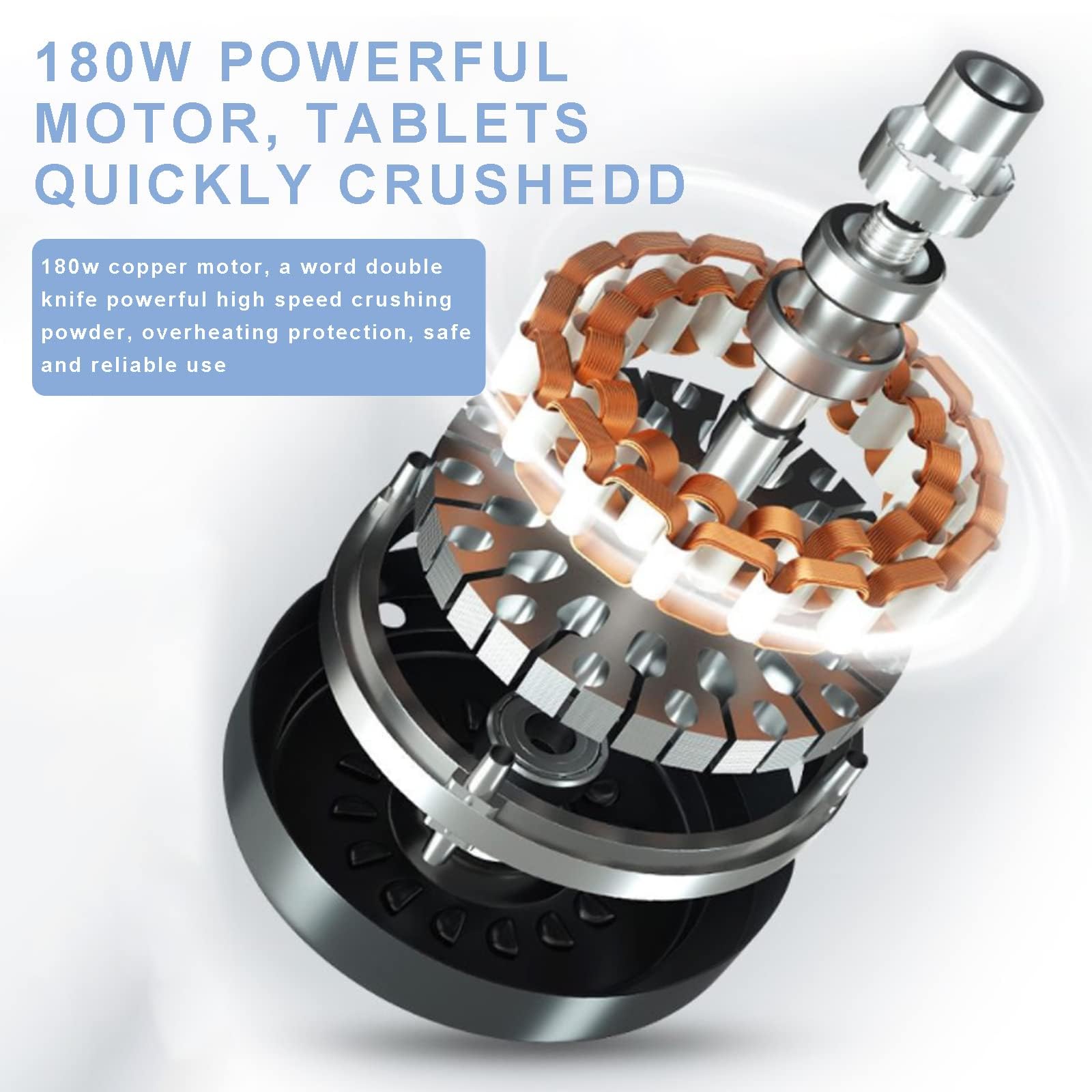 Electric Pill Crusher Grinder - Easily Crush & Grind Multiple Pills, Vitamins & Tablets into Fine Powder | Perfect for Feeding Tubes, Children & Pets | Compact & Powerful White Pill Crusher for Home, Travel & Medical Use