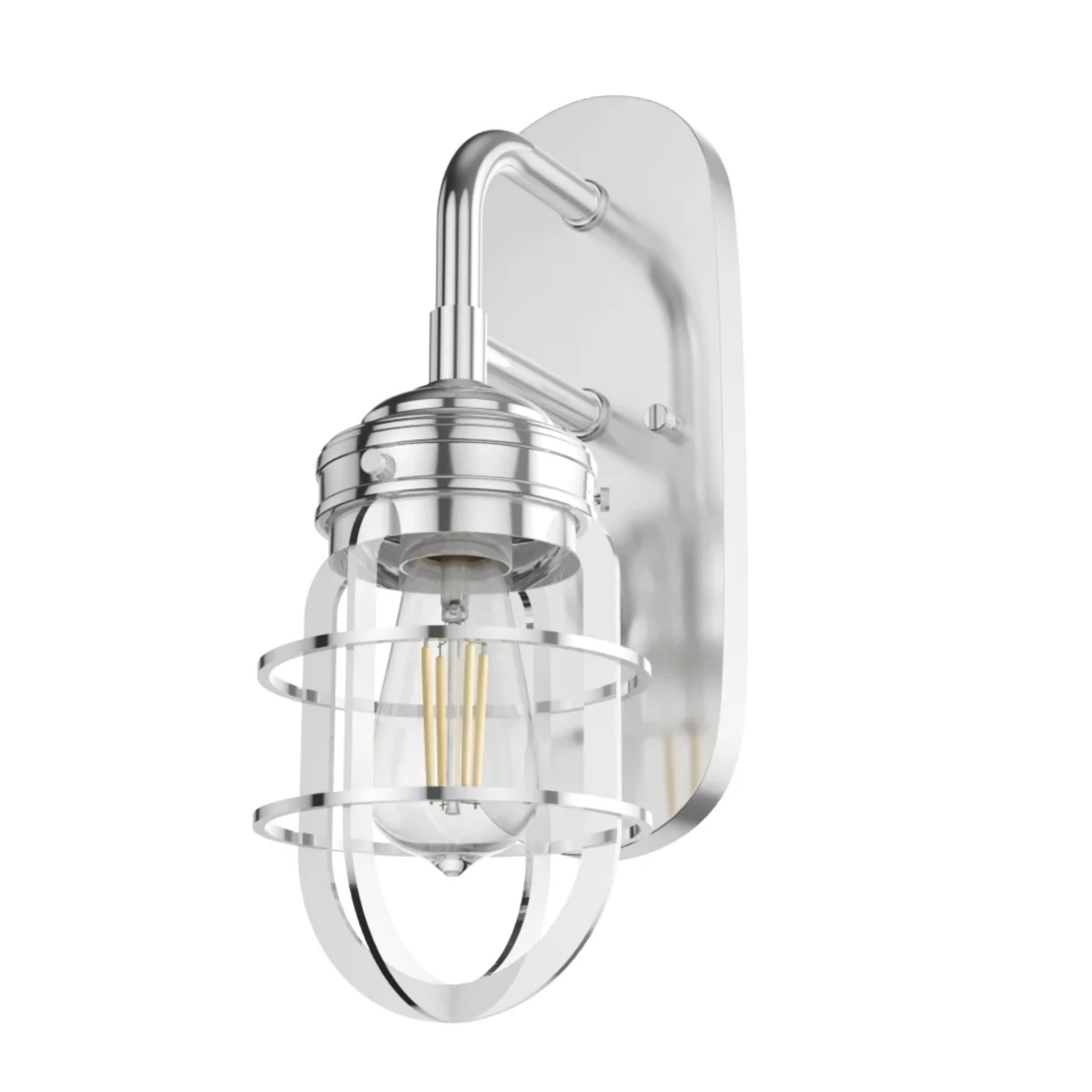 Hunter Starklake 1-Light Chrome Wall Sconce - Modern Bathroom Vanity Lighting for Bedroom, Hallway & Entryway