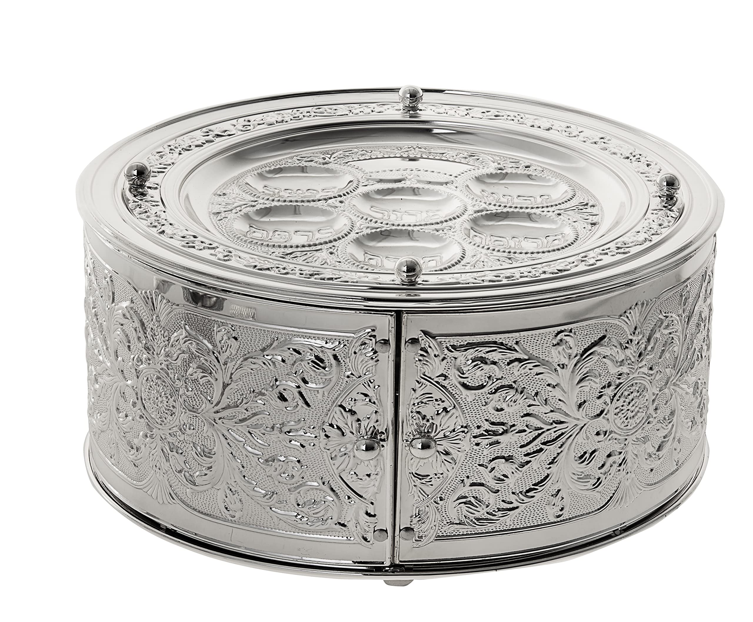 Elegant Silver Plated 3-Tier Seder Plate & Matzah Tray - Passover Dinner Set for Jewish Holiday Celebrations