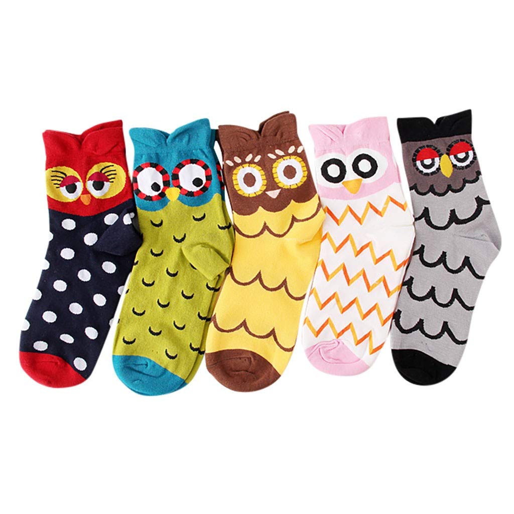 Stylish Animal Print No-Show Socks for Women - Comfortable Colorful Owl Design Fashion Socks (5 Pairs) - Perfect for Casual Wear, Sneakers & Everyday Outfits