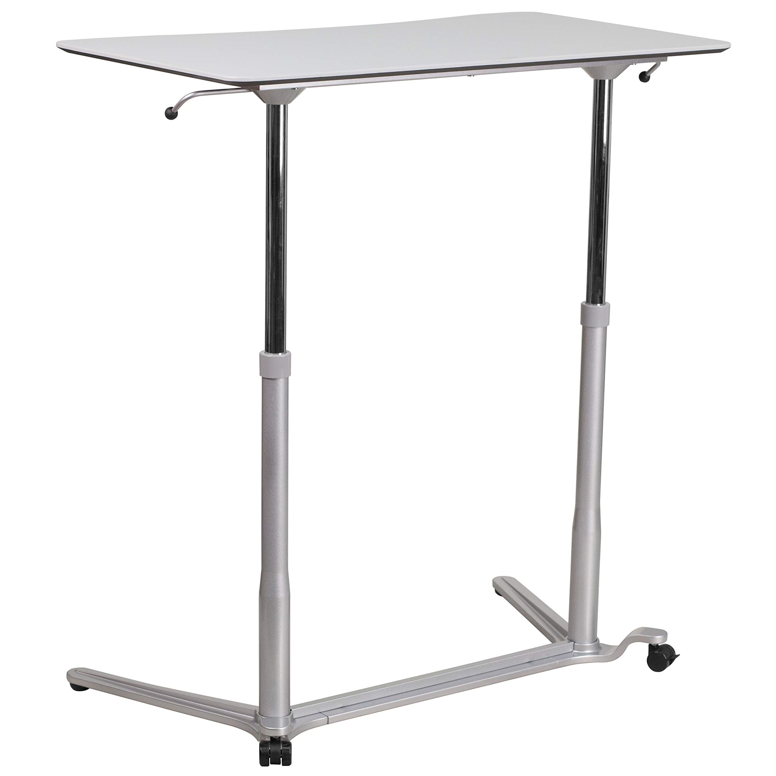 Ergonomic Adjustable Sit Stand Desk - Light Gray Height Adjustable Computer Workstation for Home & Office - Perfect for Remote Work, Gaming & Study