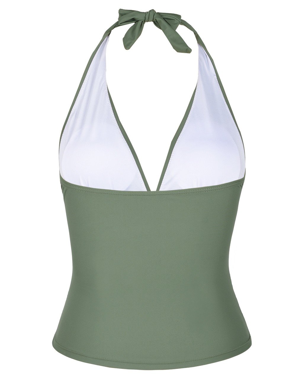 Mycoco Women's Halter V-Neck Swim Top - Shirred Tankini Bikini Top for Beach, Pool & Summer Vacation