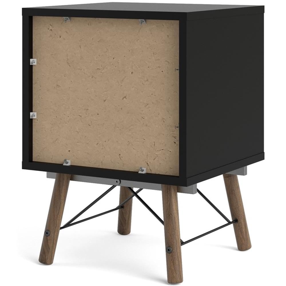 Tvilum Black Matte and Walnut 2-Drawer Nightstand - Modern Bedside Table for Bedroom, Living Room, or Guest Room Storage