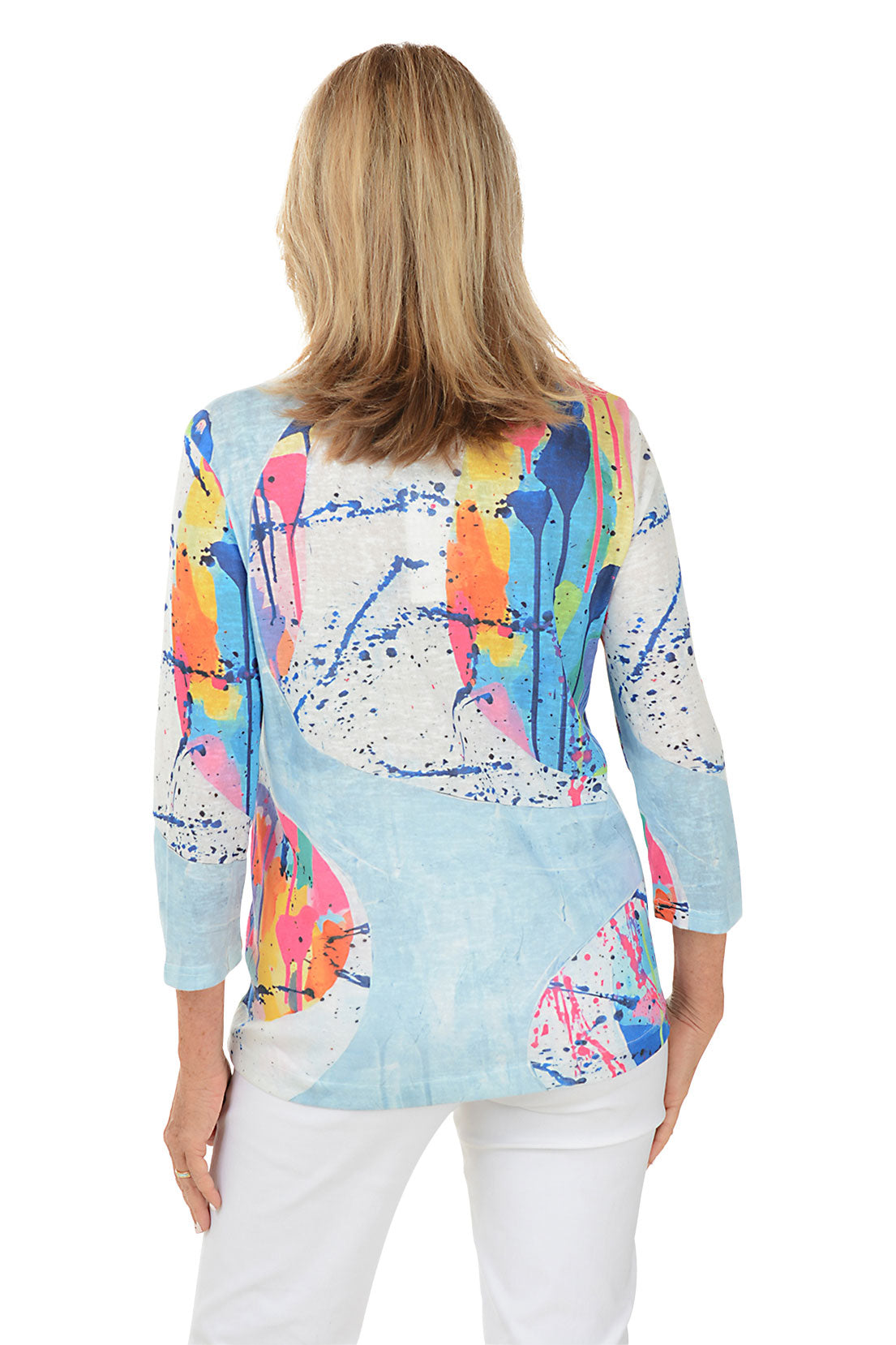 Paint Expression Henley Asymmetrical Hem Top - Women's Casual Boho Chic Blouse for Everyday Wear | Perfect for Date Nights, Office Outfits & Weekend Brunch