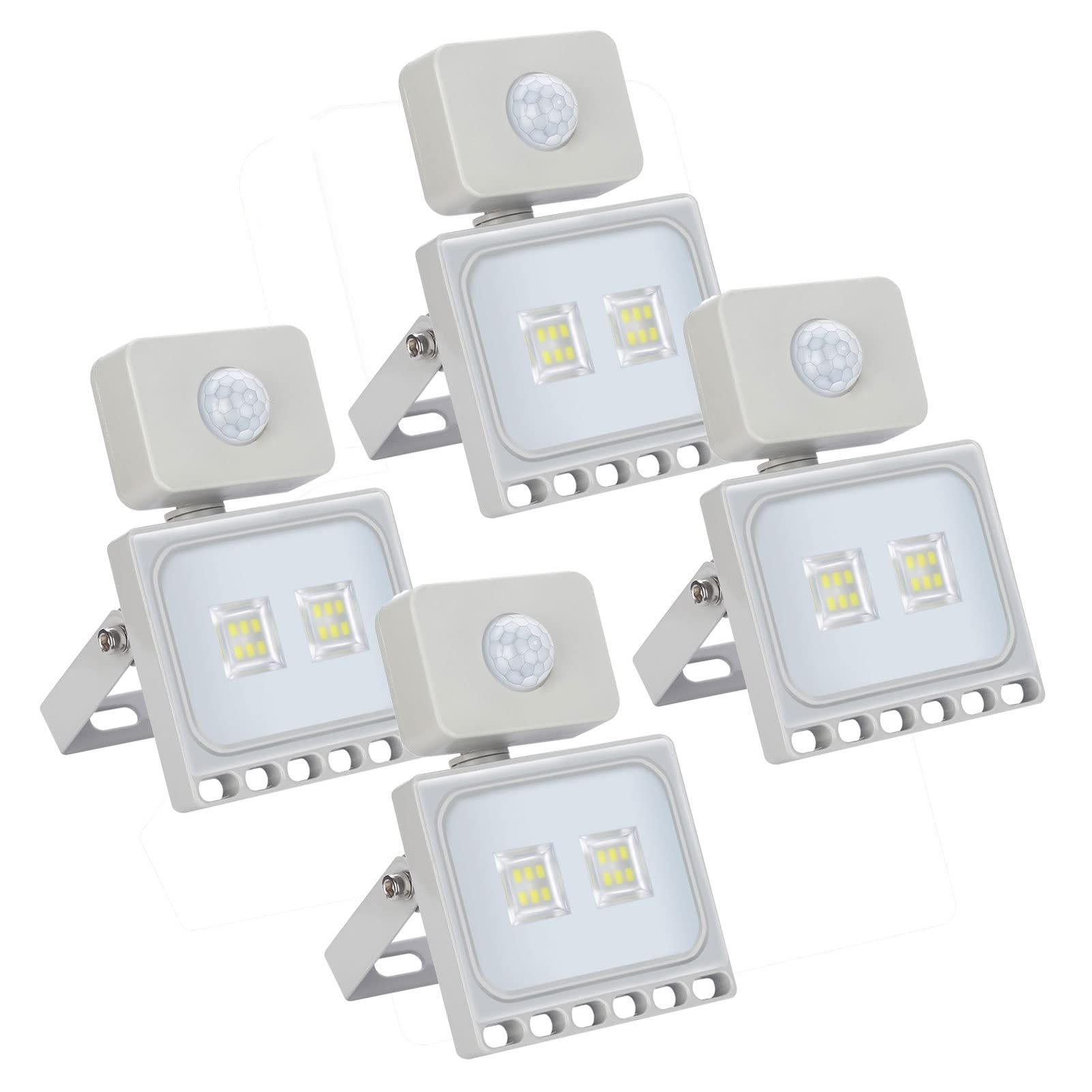 10W Motion Sensor Outdoor Security Light - 6000K Cold White LED Flood Lights, IP65 Waterproof Wall Light for Garden, Backyard, Garage & Doorways (4-Pack) - Perfect for Nighttime Safety & Property Protection