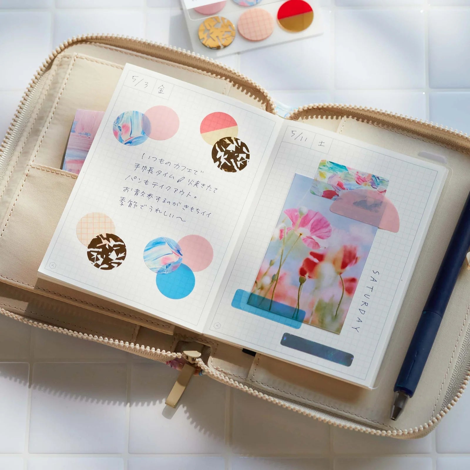 HITOTOKI NOTE Zipper Cover Passport Size - Premium Travel Organizer by KING JIM | Perfect for Passport, ID Cards & Travel Essentials Storage