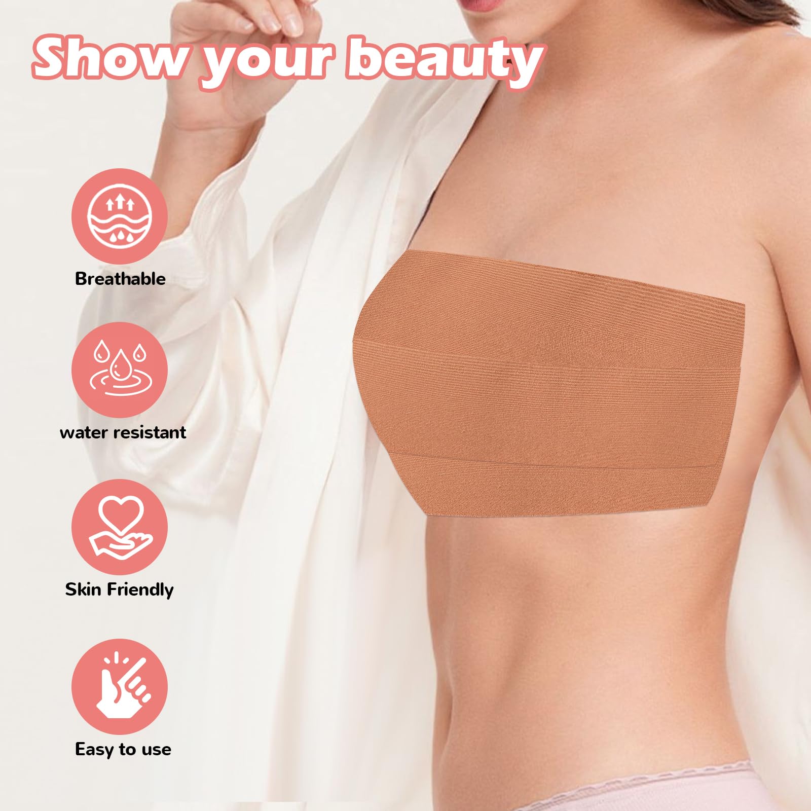 Boob Tape Kit - 2 Pcs Nipple Covers & Body Tape for Large Breast Lift | Invisible Boob Tape for A-G Cup | Perfect for Backless Dresses, Swimsuits & Strapless Outfits