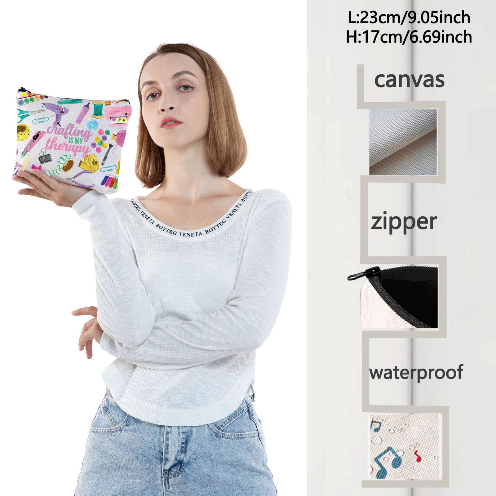 WZMPA Crafting Survival Kit - DIY Scrapbooking & Makeup Organizer Zipper Pouch Bag - Perfect for Craft Therapy, Creative Gifts & Art Supplies Storage - Ideal for Home Crafting, Travel Projects & Stress Relief Activities