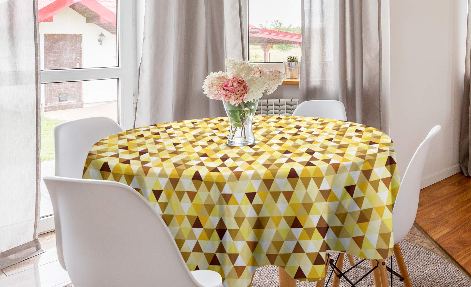 Ambesonne Geometric Round Tablecloth 60