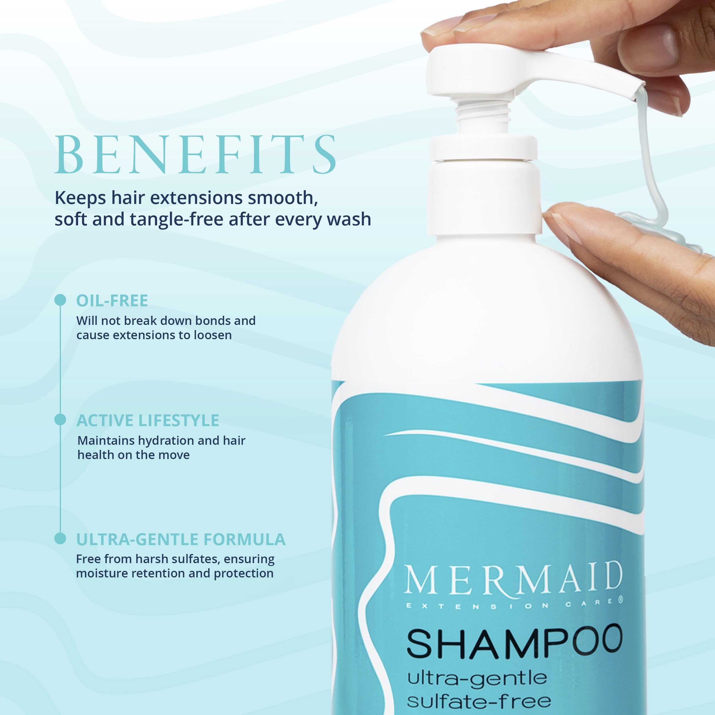 **Sulfate-Free Shampoo & Conditioner Set for Hair Extensions - 32 fl oz Gentle Daily Care with Free Brush - Cruelty-Free Formula for Smooth, Healthy Hair - Perfect for Salon, Home & Travel Use**