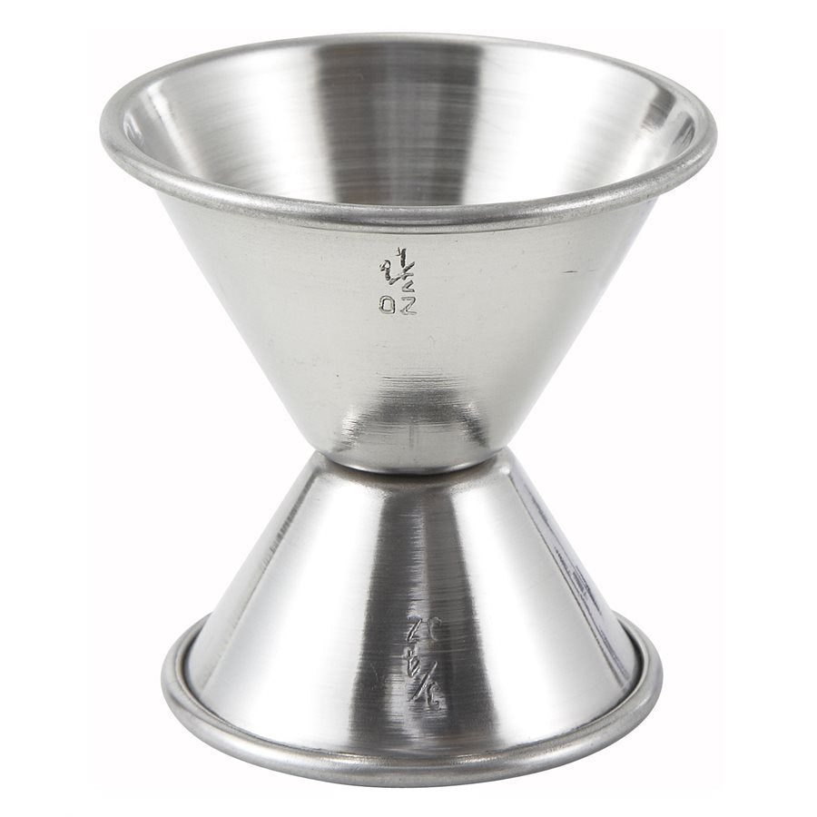 Winco 0.75 & 1.5 Oz Double Jigger - Premium Stainless Steel Bartender Measuring Tool for Cocktails, Mixing Drinks & Home Bar Accessories