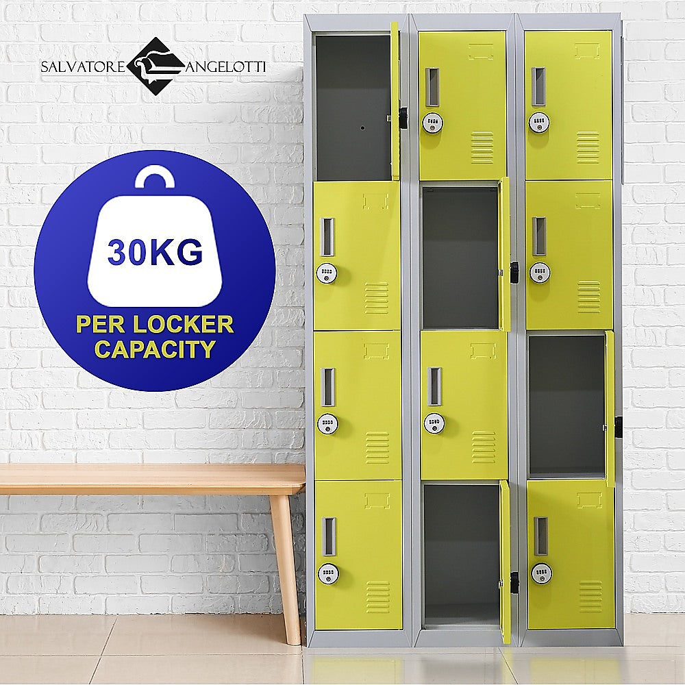 12-Door Locker with 4-Digit Combination Lock - Secure Storage for Office, Gym, Shed, School & Home - Ideal for Personal Belongings, Equipment & Valuables Protection