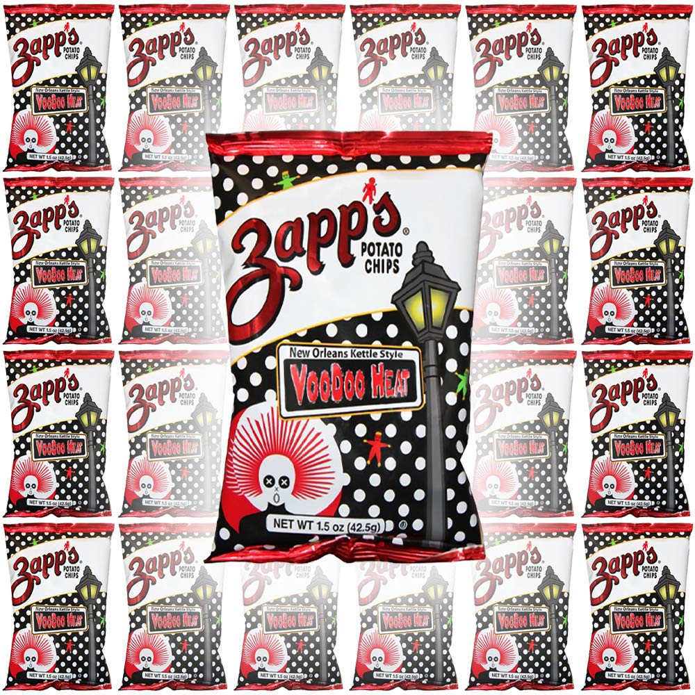 Zapp's VooDoo Heat New Orleans Kettle Style Potato Chips - 1.5oz Bags (24-Pack) - Spicy Cajun Snacks for Parties, Game Nights & Southern Food Lovers