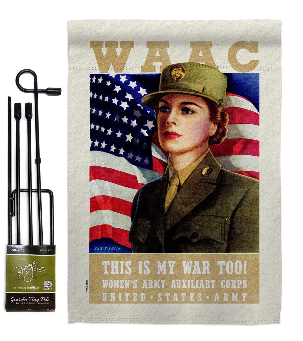 US Army WAAC Garden Flag Set - Double-Sided Military Yard Banner for Veterans & Patriotic Decor (13x18.5in)