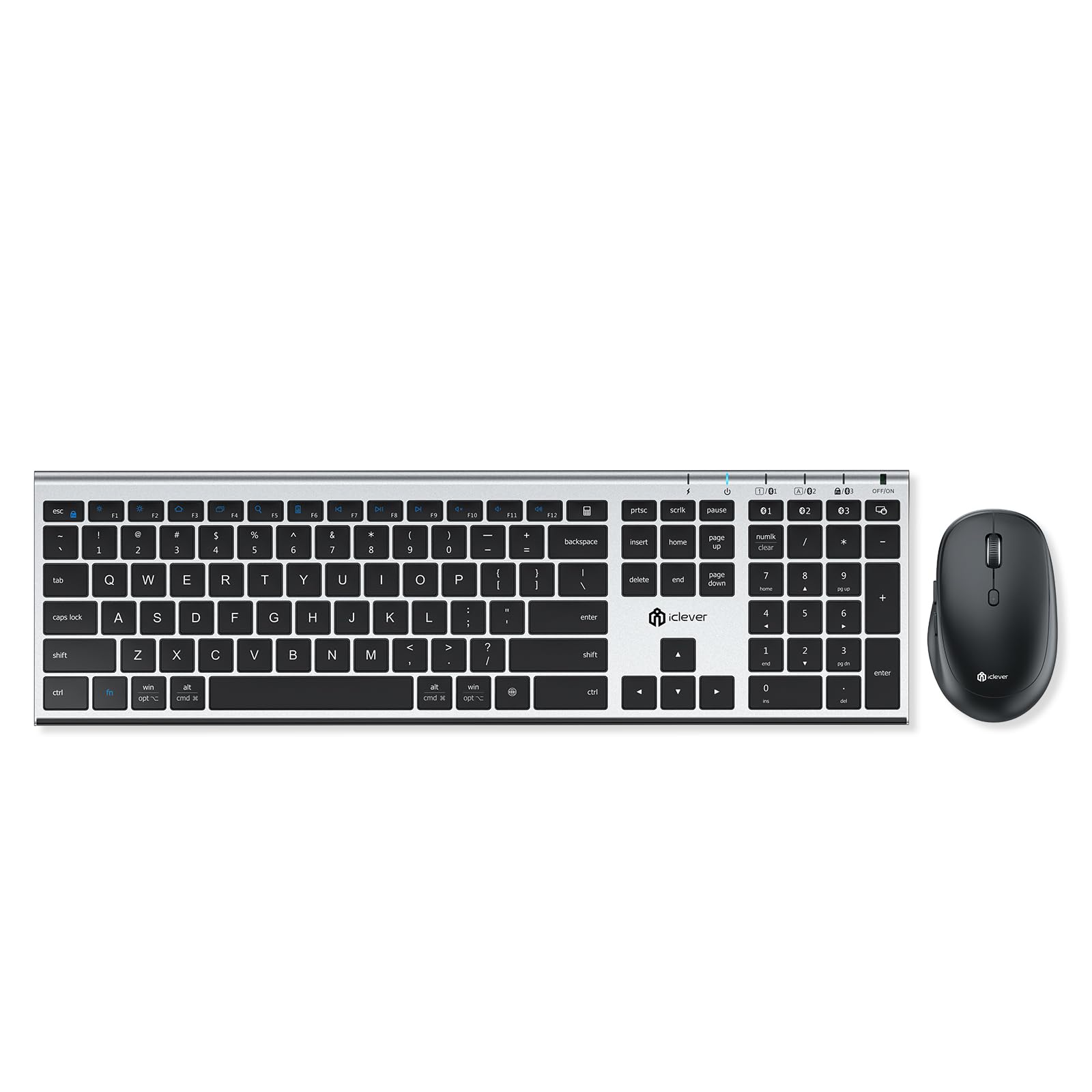 iClever Bluetooth Keyboard & Mouse Combo - Wireless, Rechargeable with Numeric Keypad for Mac, iPad, Windows - Perfect for Office & Home Use
