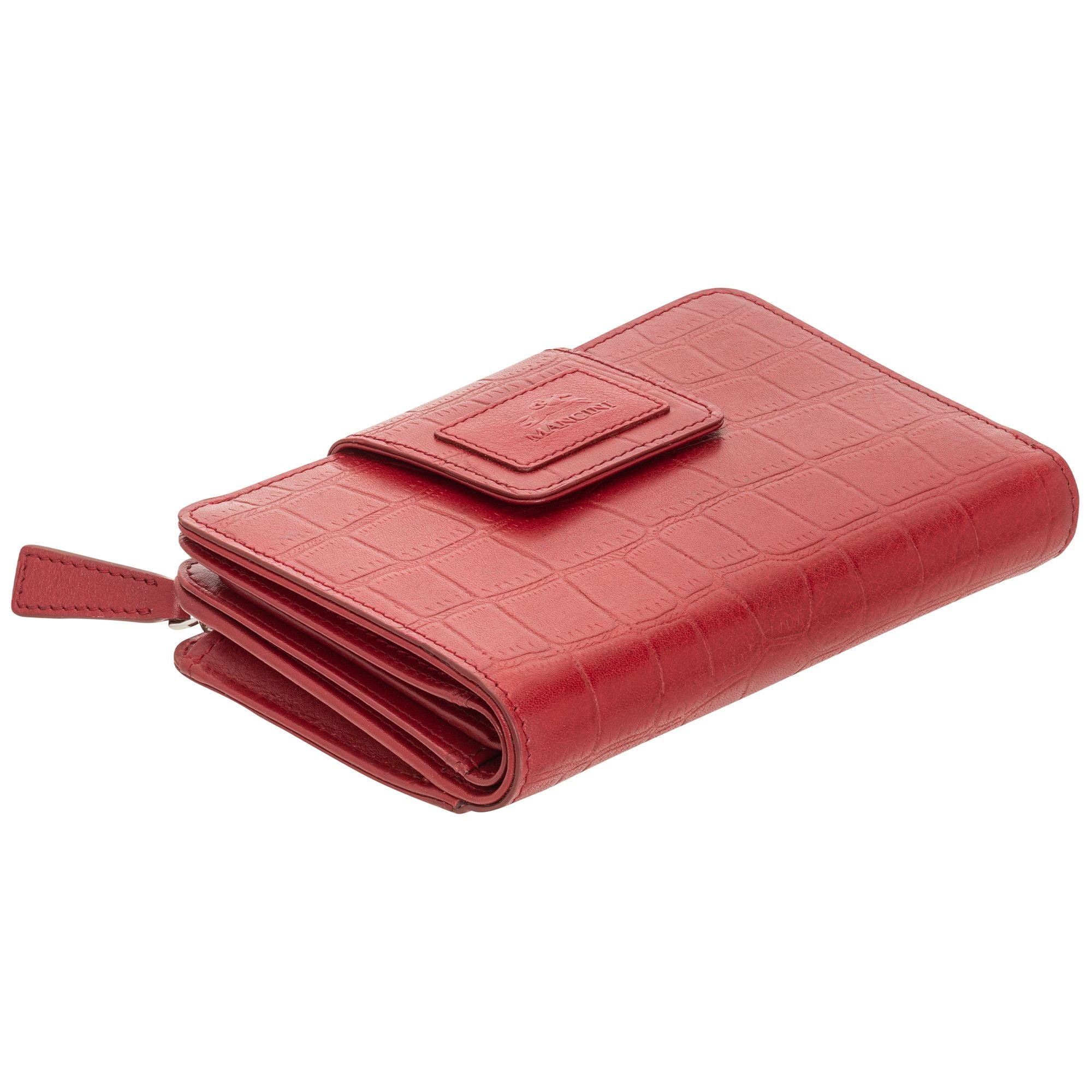 Mancini CROCO RFID Blocking Secure Medium Clutch Wallet for Women - Stylish & Compact for Travel, Work, and Everyday Use