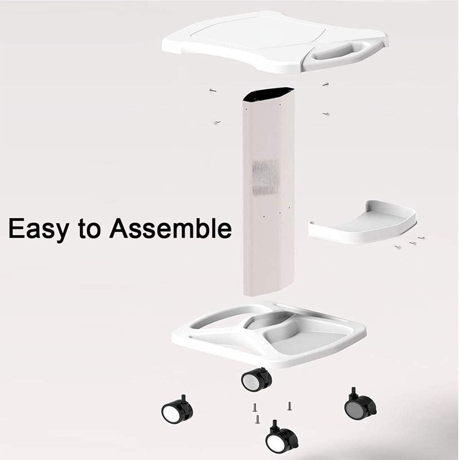Professional Salon Trolley Cart - Aluminum Mobile Rolling Stand for Ultrasonic Cavitation, RF Machines & Spa Equipment | Medical Grade Manicure Shelf with Wheels (White) | Perfect for Beauty Salons, Spas & Home Use