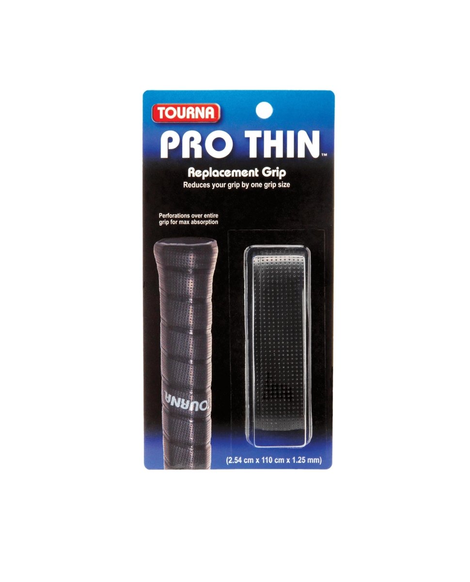 Tourna Pro Thin Replacement Tennis Grip - Black | Tacky & Durable Overgrip for Enhanced Control | Perfect for Tennis, Pickleball & Racquetball Players