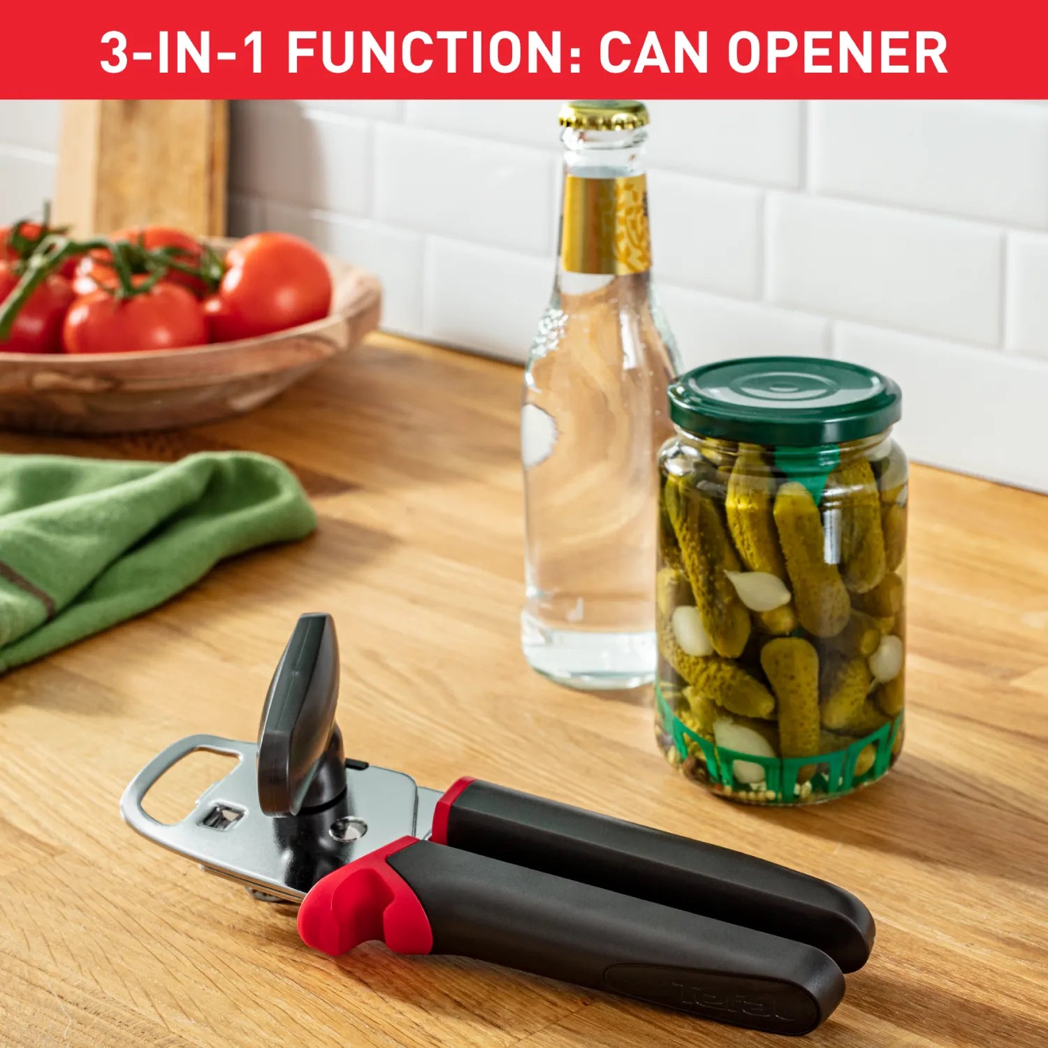 Tefal Ingenio K2070514 Electric Can Opener - Easy Open Cans with One Touch - Perfect for Kitchen, Camping & Emergency Preparedness