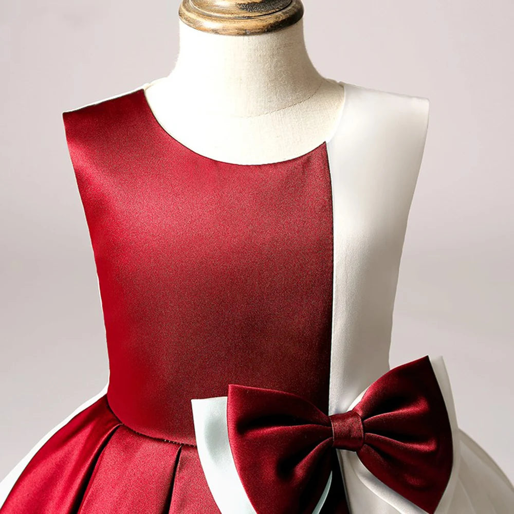 Satin Flower Girl Dress with Bow - Elegant Junior Bridesmaid Gown for Formal Wedding & Special Occasions | Perfect for Flower Girls, Pageants & First Communion