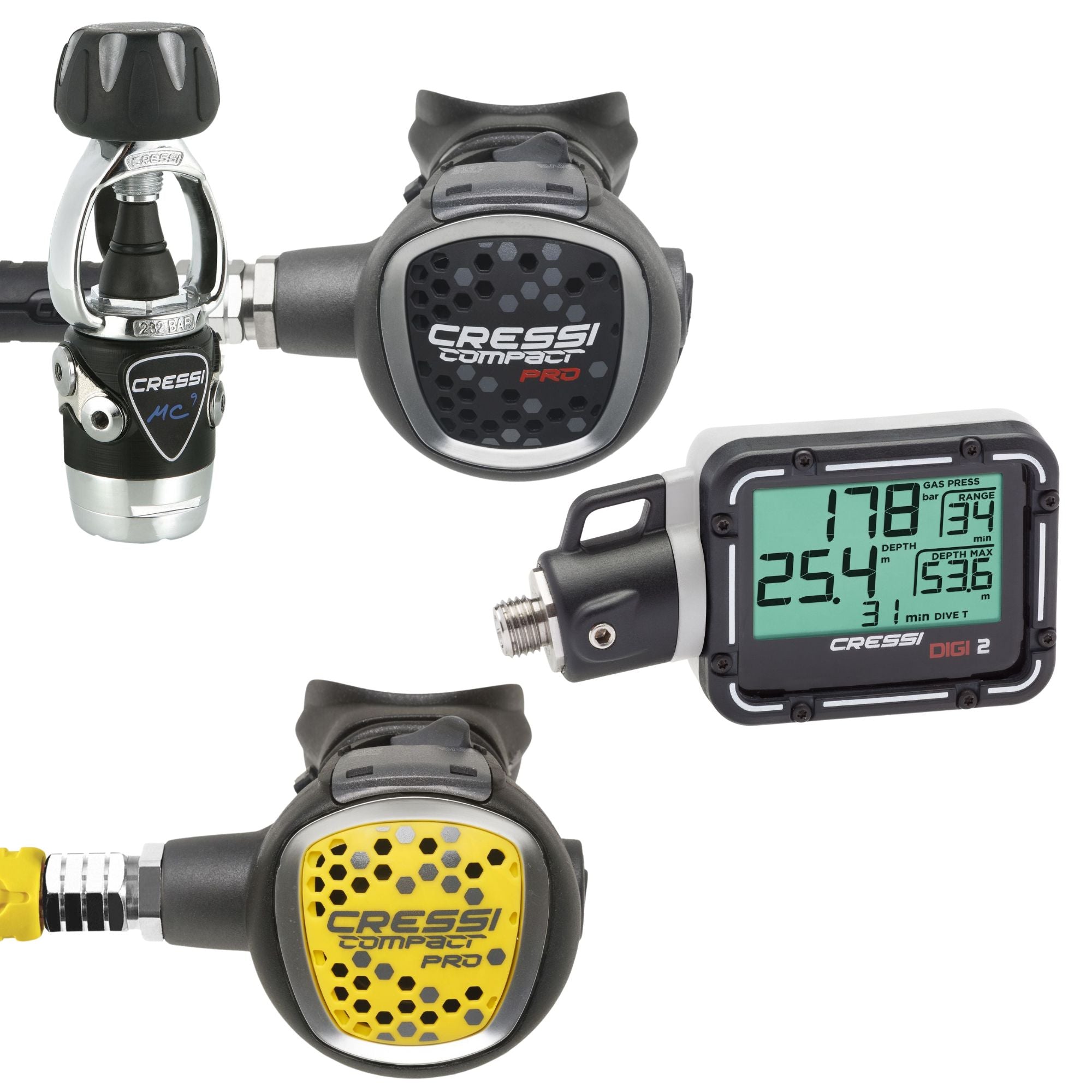 Cressi MC9 SC Compact & Octopus Compact Travel Regulator Set - Professional Scuba Diving Gear for Travelers | Perfect for Warm Water Diving, Snorkeling & Underwater Photography